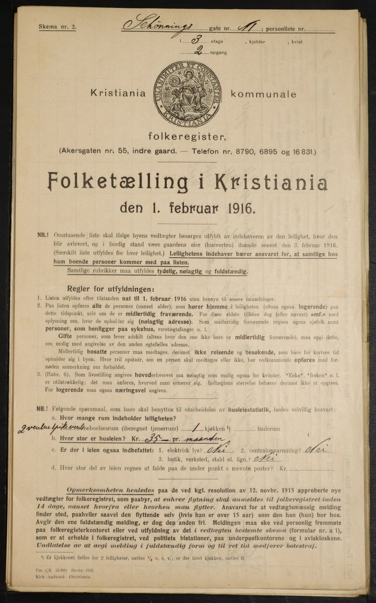 OBA, Kommunal folketelling 1.2.1916 for Kristiania, 1916, s. 95601