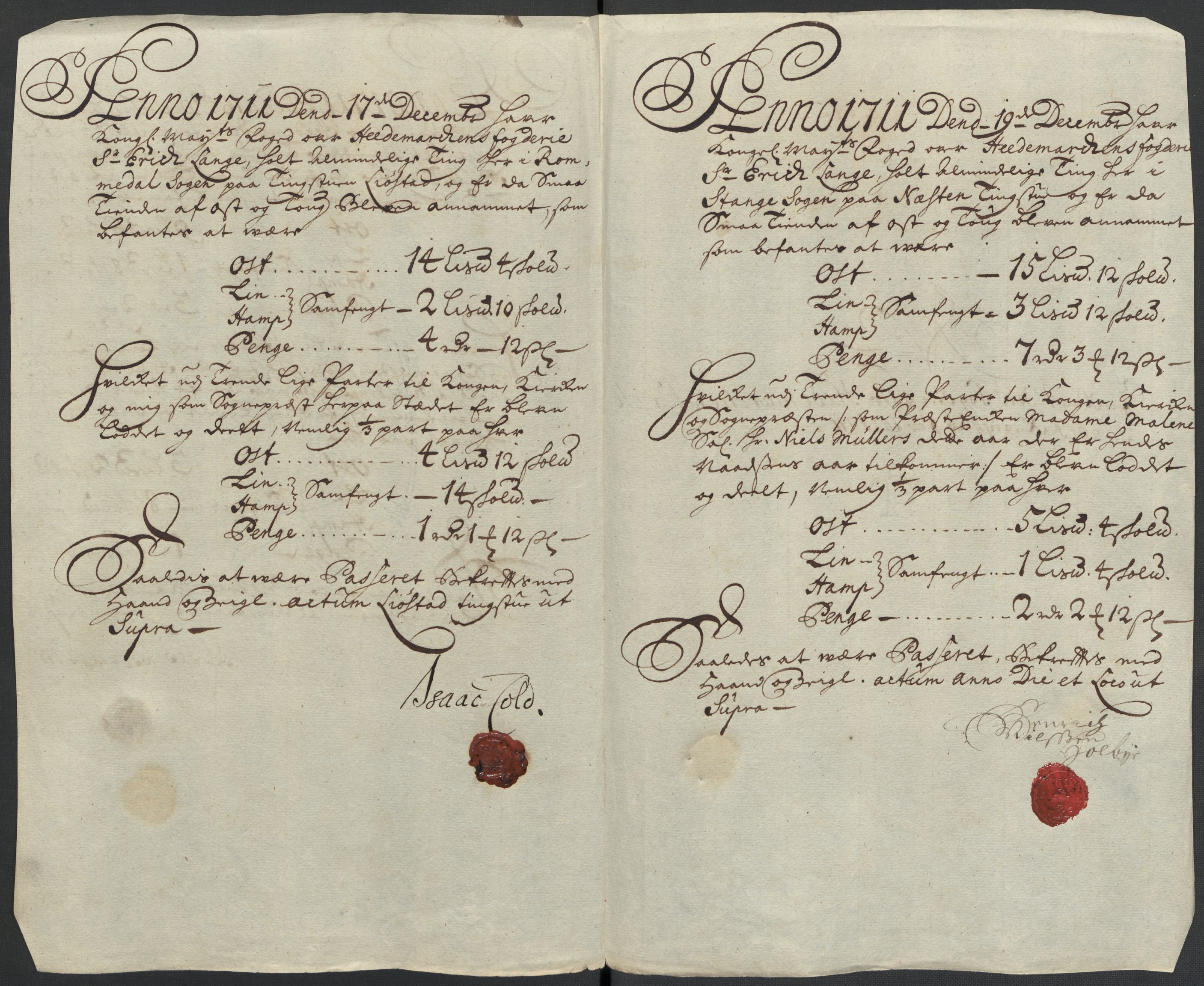 Rentekammeret inntil 1814, Reviderte regnskaper, Fogderegnskap, RA/EA-4092/R16/L1047: Fogderegnskap Hedmark, 1711, s. 66