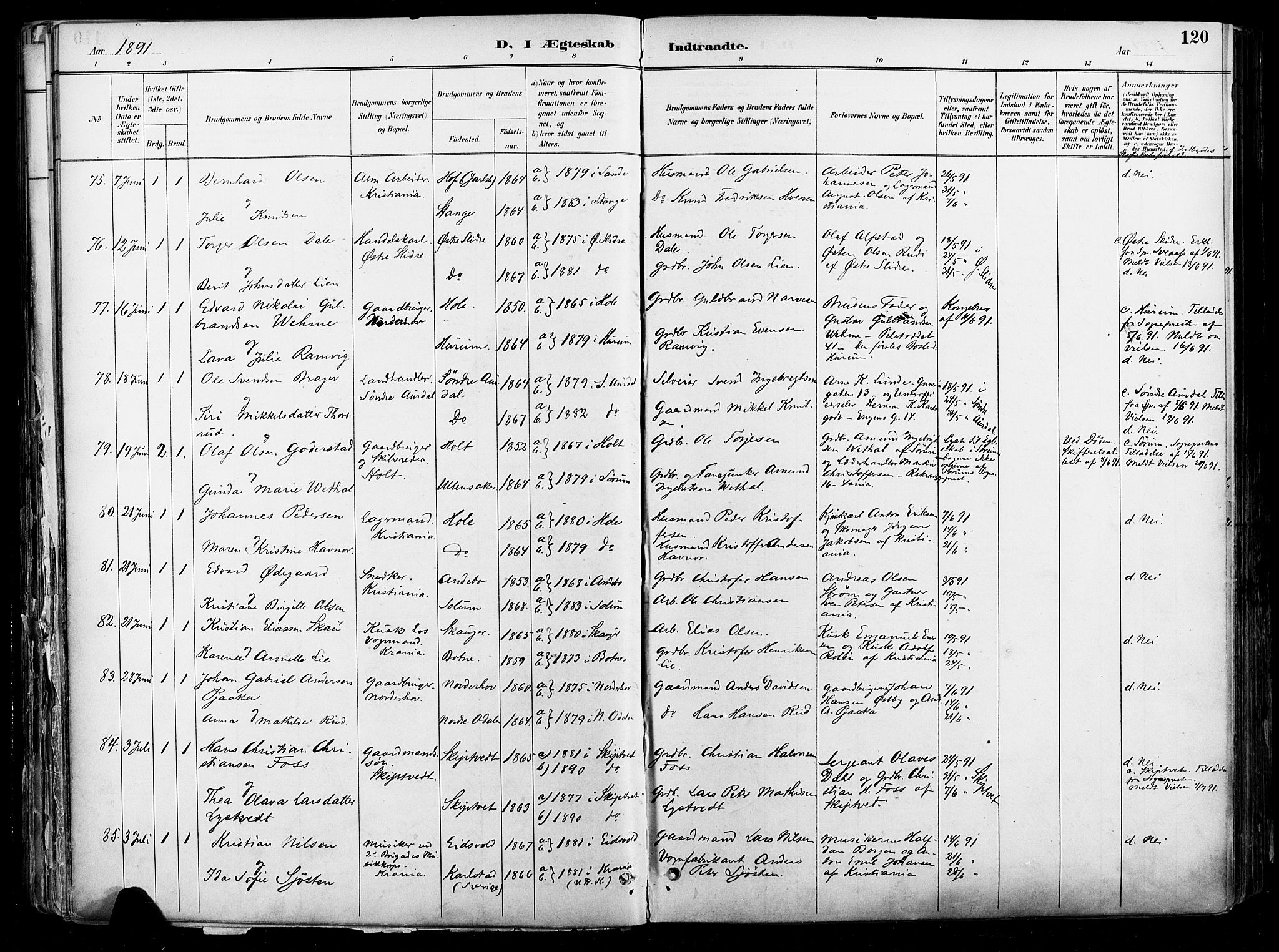 Johannes prestekontor Kirkebøker, AV/SAO-A-10852/F/Fa/L0004: Ministerialbok nr. 4, 1883-1907, s. 120