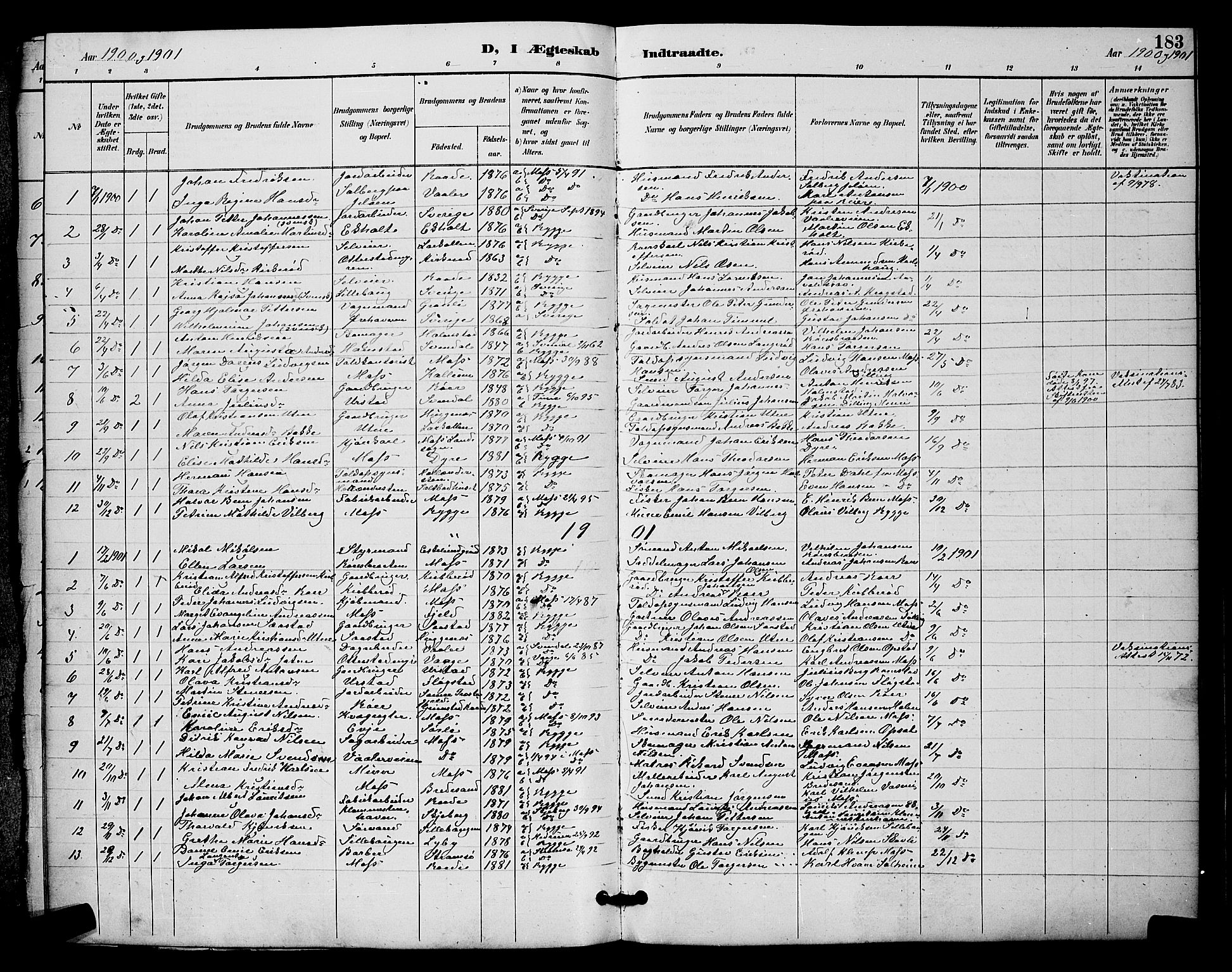 Rygge prestekontor Kirkebøker, AV/SAO-A-10084b/G/Ga/L0002: Klokkerbok nr. 2, 1887-1905, s. 183