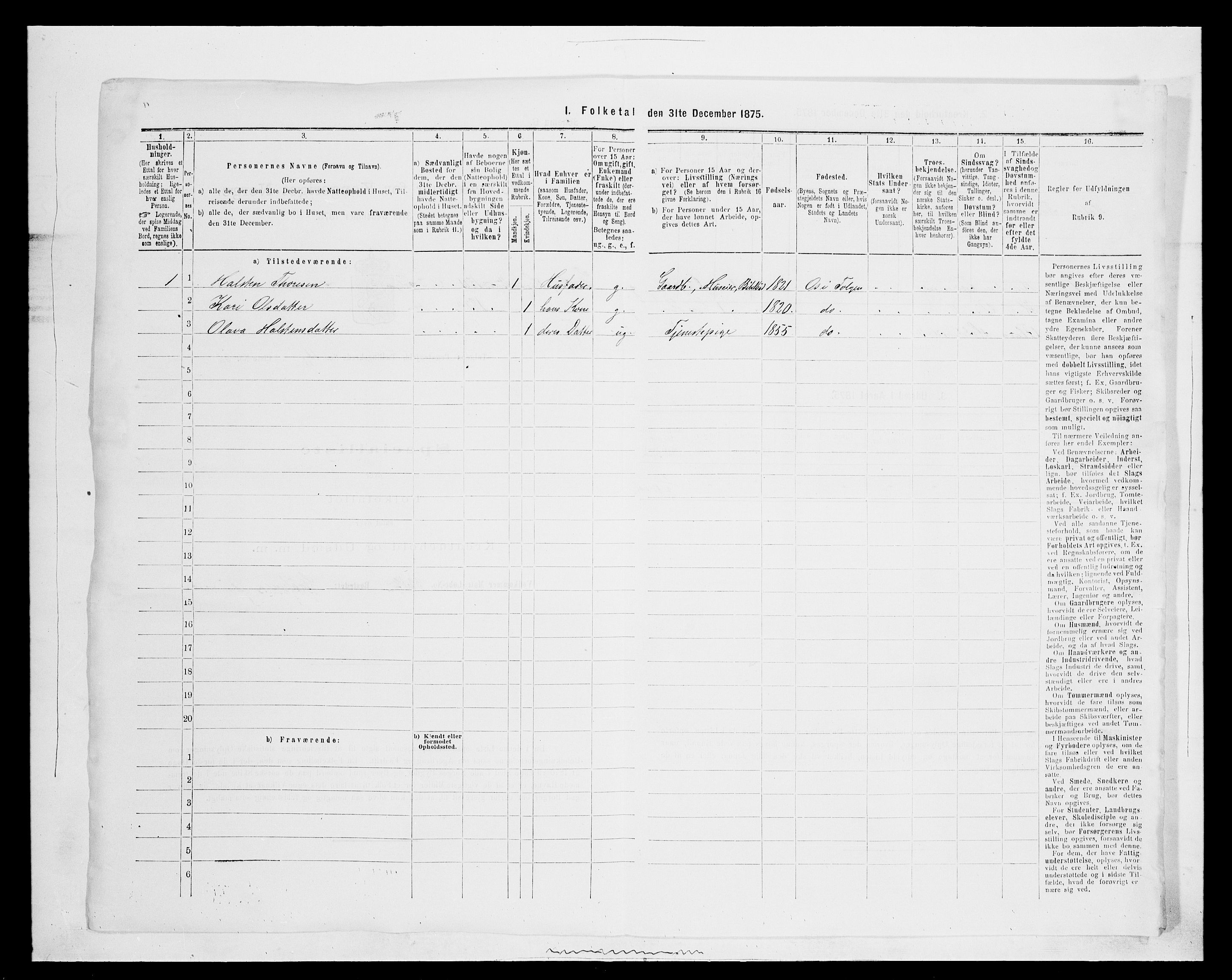 SAH, Folketelling 1875 for 0436P Tolga prestegjeld, 1875, s. 1156