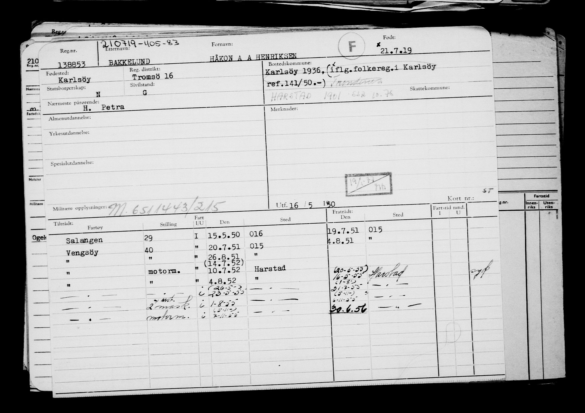 Direktoratet for sjømenn, RA/S-3545/G/Gb/L0170: Hovedkort, 1919, s. 352