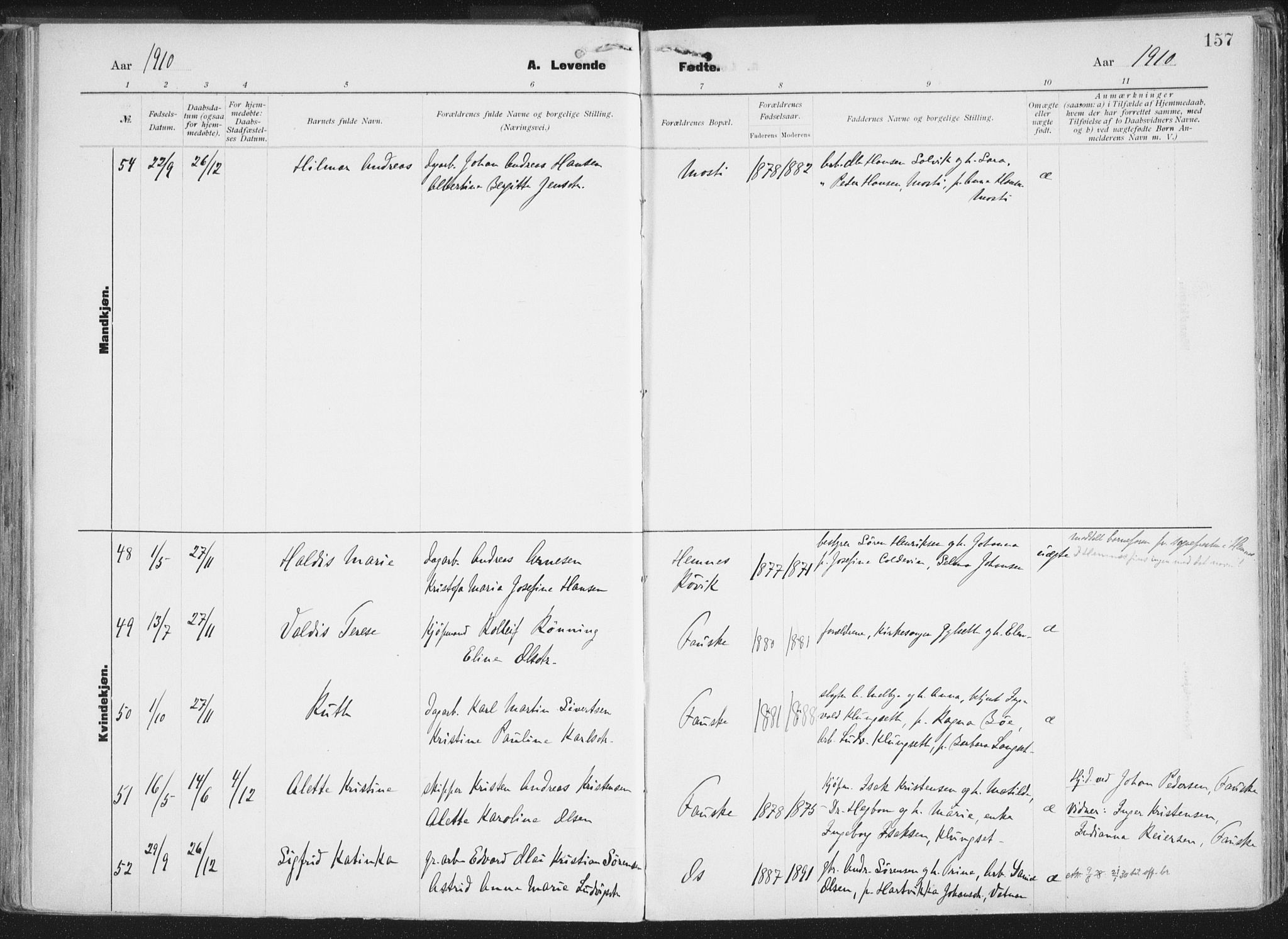 Ministerialprotokoller, klokkerbøker og fødselsregistre - Nordland, AV/SAT-A-1459/849/L0696: Ministerialbok nr. 849A08, 1898-1910, s. 157