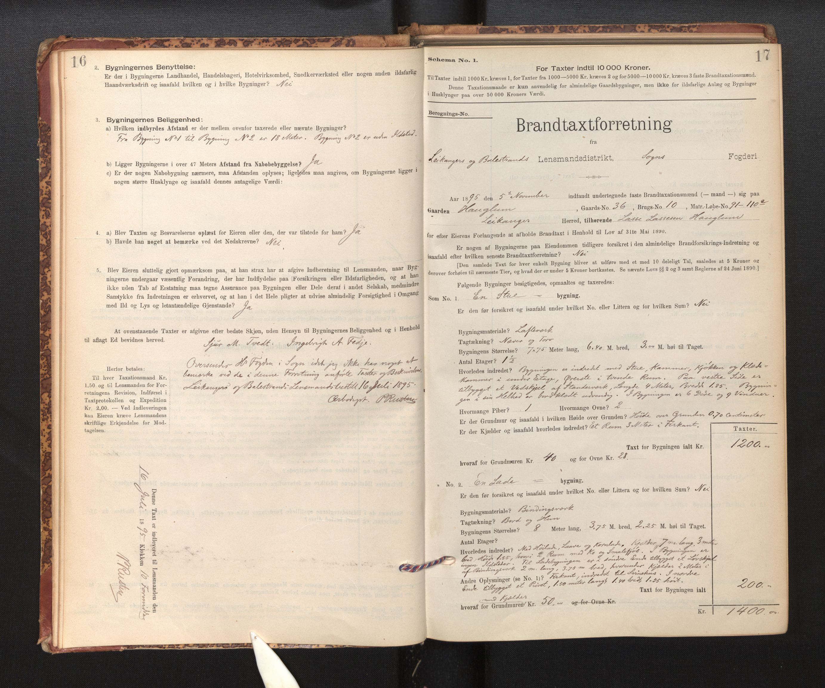 Lensmannen i Leikanger, AV/SAB-A-29201/0012/L0004: Branntakstprotokoll, skjematakst, 1894-1903, s. 16-17