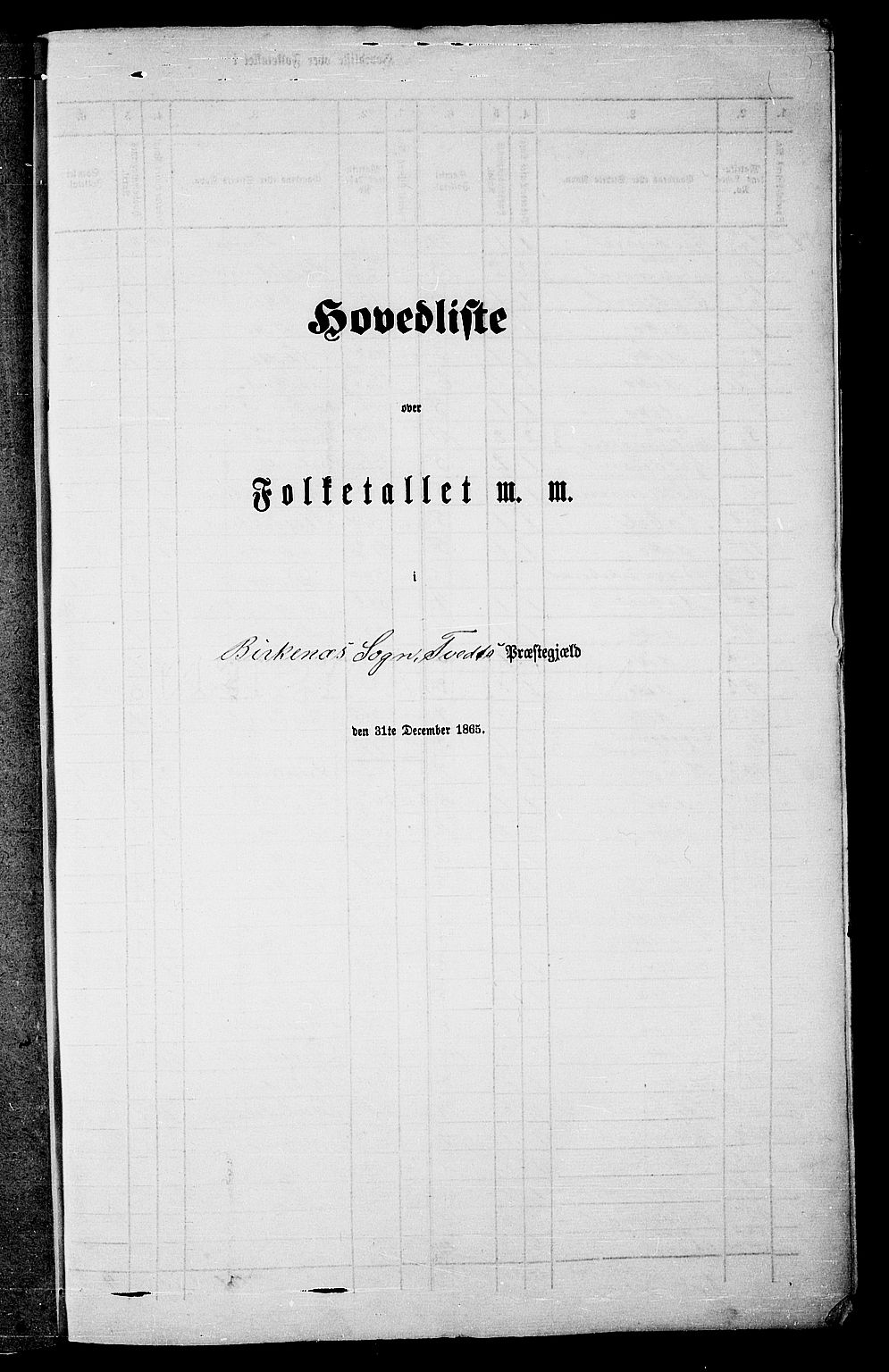 RA, Folketelling 1865 for 1013P Tveit prestegjeld, 1865, s. 12