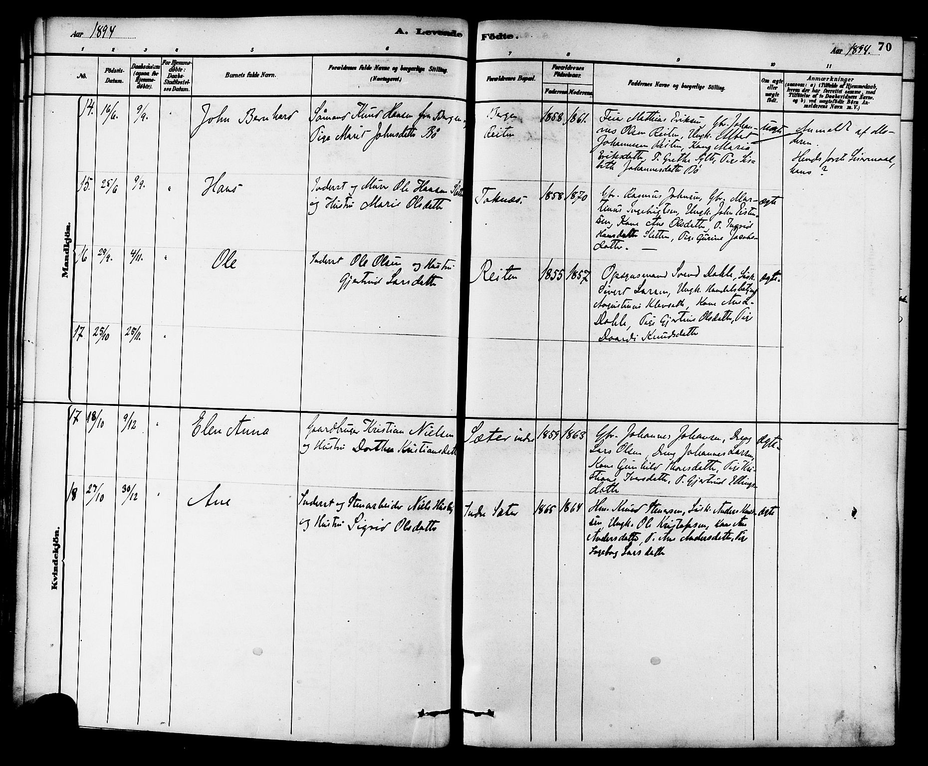 Ministerialprotokoller, klokkerbøker og fødselsregistre - Møre og Romsdal, SAT/A-1454/576/L0885: Ministerialbok nr. 576A03, 1880-1898, s. 70