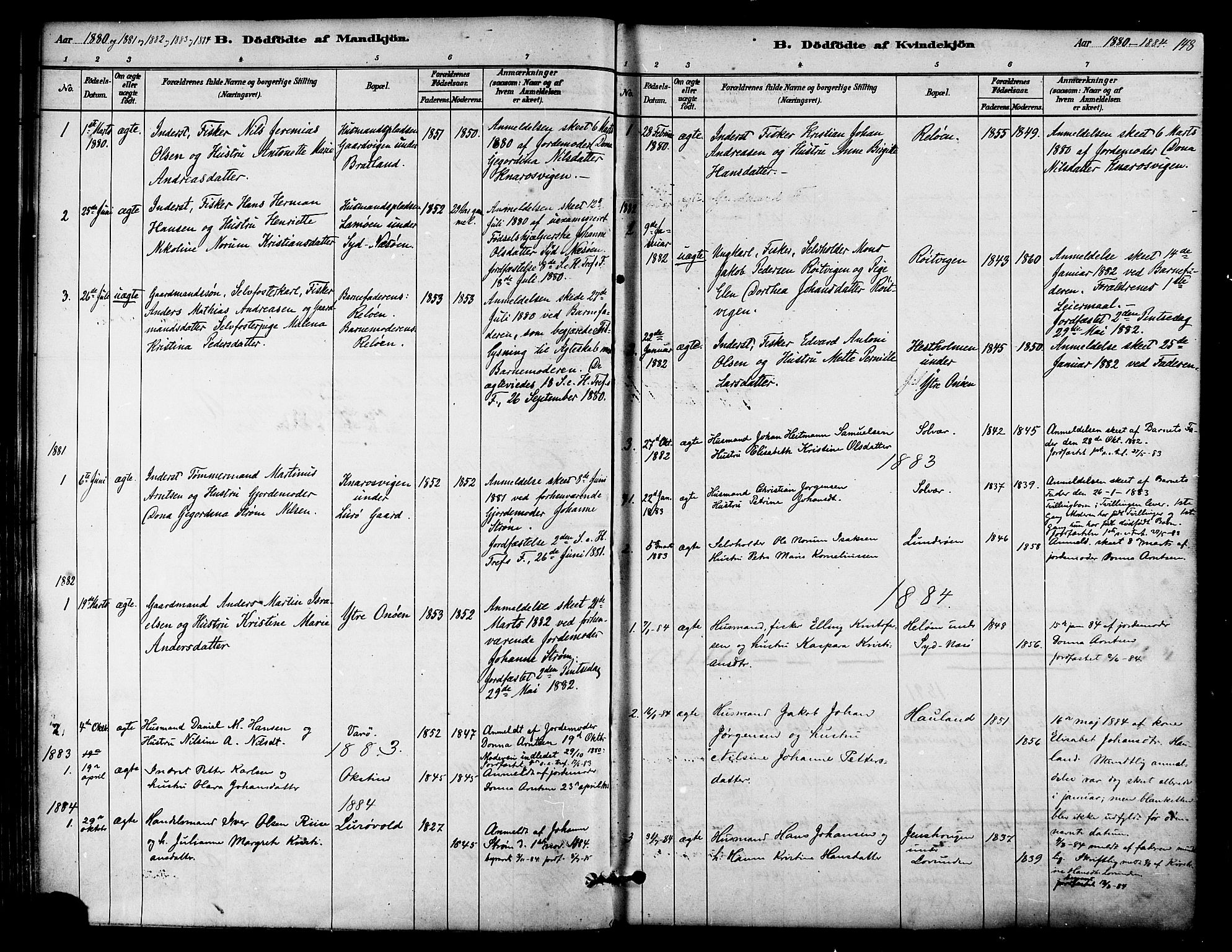 Ministerialprotokoller, klokkerbøker og fødselsregistre - Nordland, SAT/A-1459/839/L0568: Ministerialbok nr. 839A05, 1880-1902, s. 148