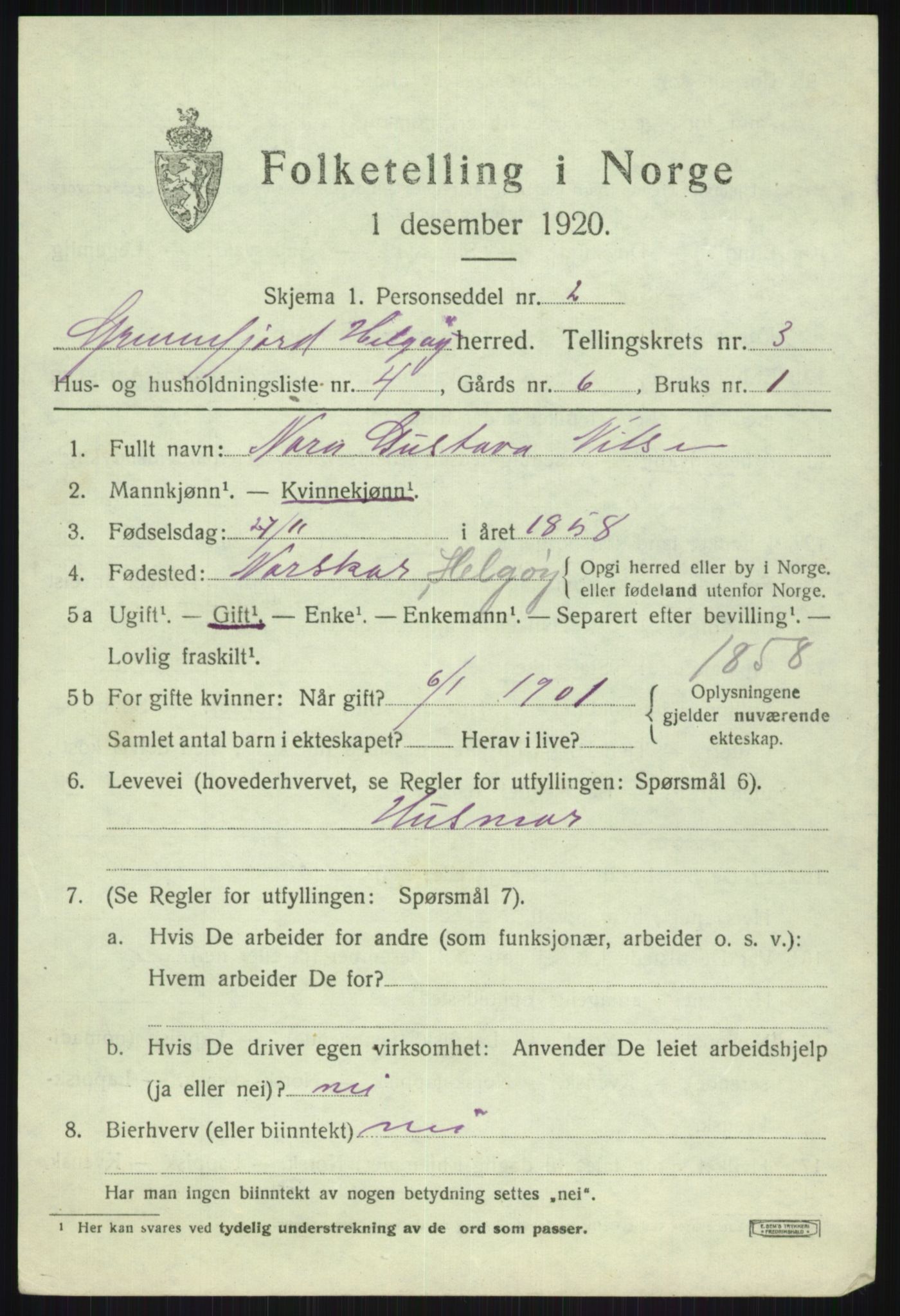 SATØ, Folketelling 1920 for 1935 Helgøy herred, 1920, s. 1433