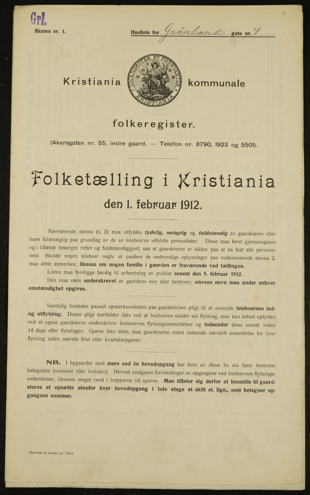 OBA, Kommunal folketelling 1.2.1912 for Kristiania, 1912, s. 30994