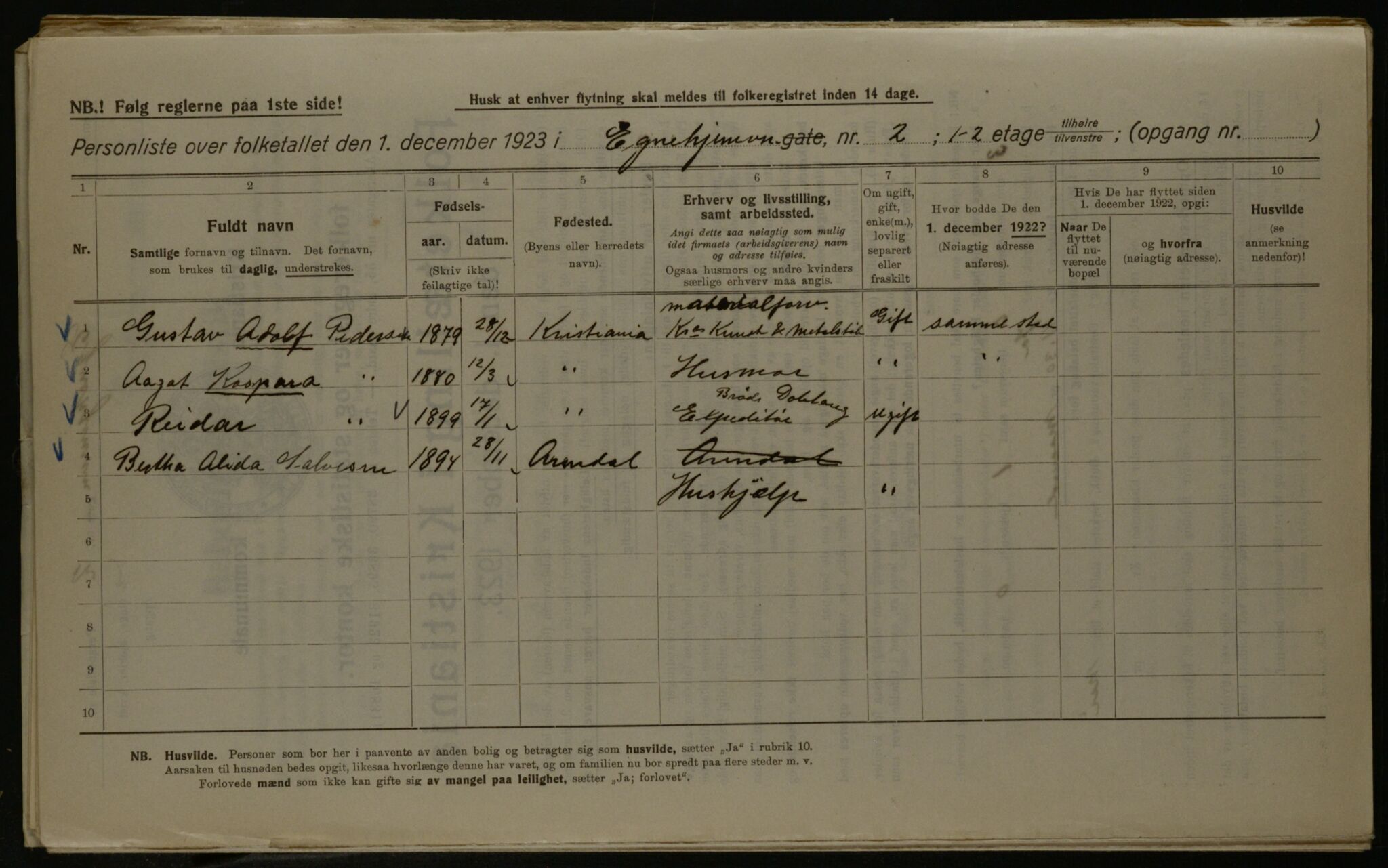 OBA, Kommunal folketelling 1.12.1923 for Kristiania, 1923, s. 20967