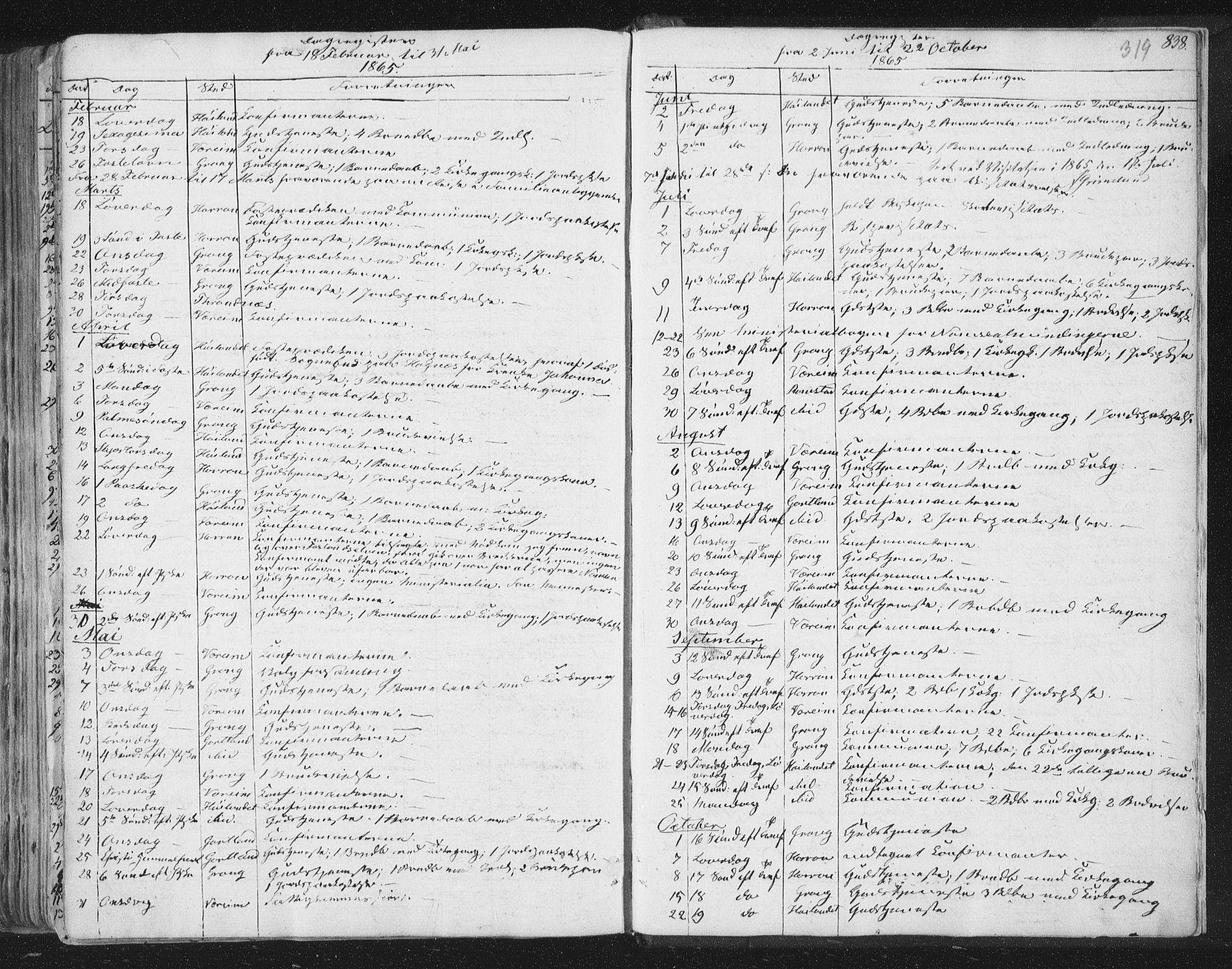 Ministerialprotokoller, klokkerbøker og fødselsregistre - Nord-Trøndelag, SAT/A-1458/758/L0513: Ministerialbok nr. 758A02 /1, 1839-1868, s. 319