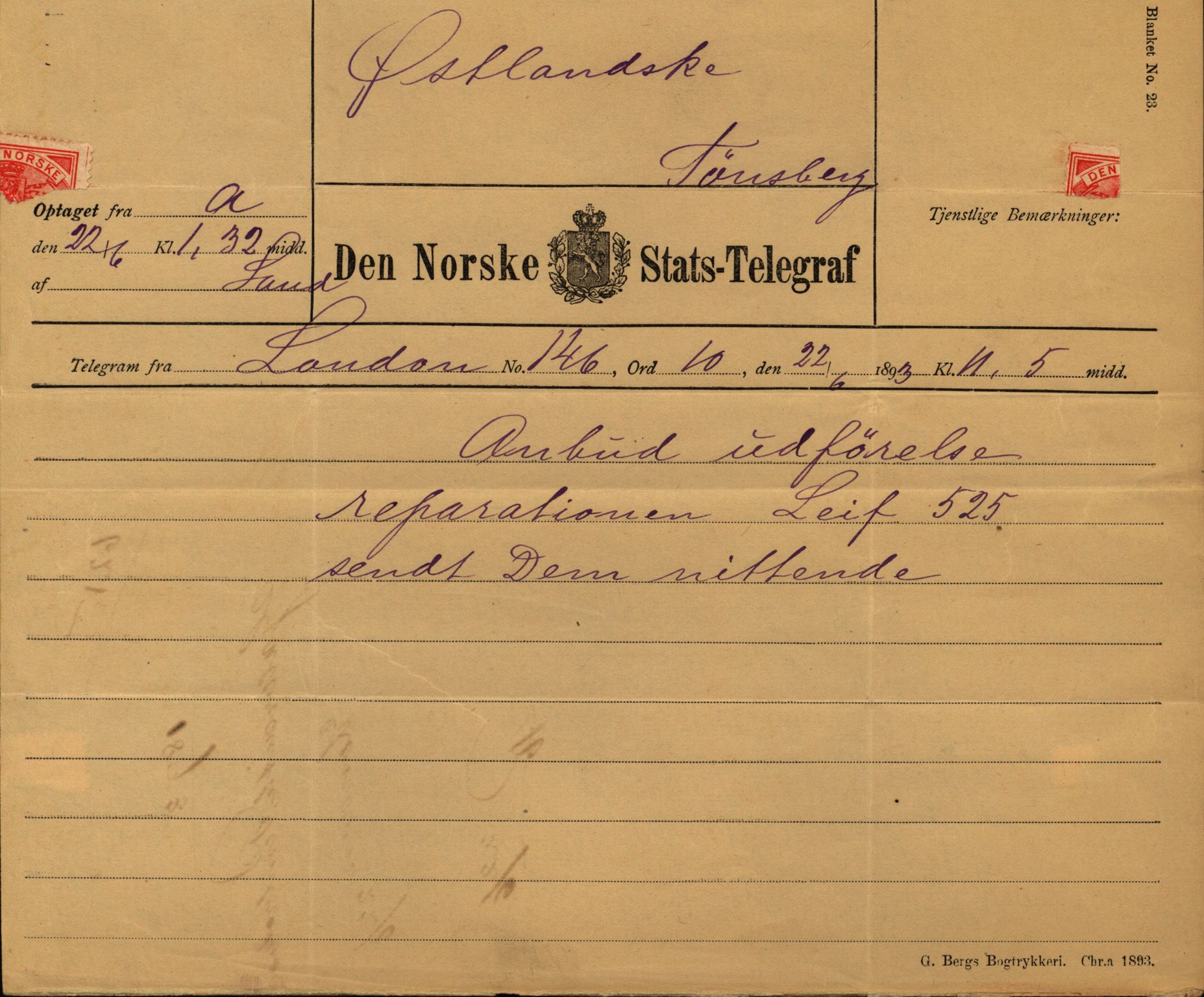 Pa 63 - Østlandske skibsassuranceforening, VEMU/A-1079/G/Ga/L0030/0001: Havaridokumenter / Leif, Korsvei, Margret, Mangerton, Mathilde, Island, Andover, 1893, s. 99