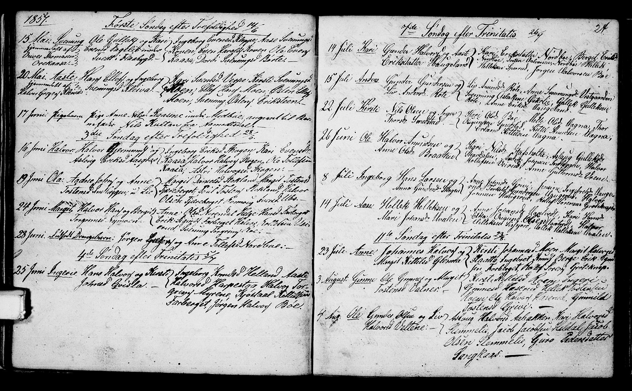 Bø kirkebøker, AV/SAKO-A-257/G/Ga/L0002: Klokkerbok nr. 2, 1853-1866, s. 24