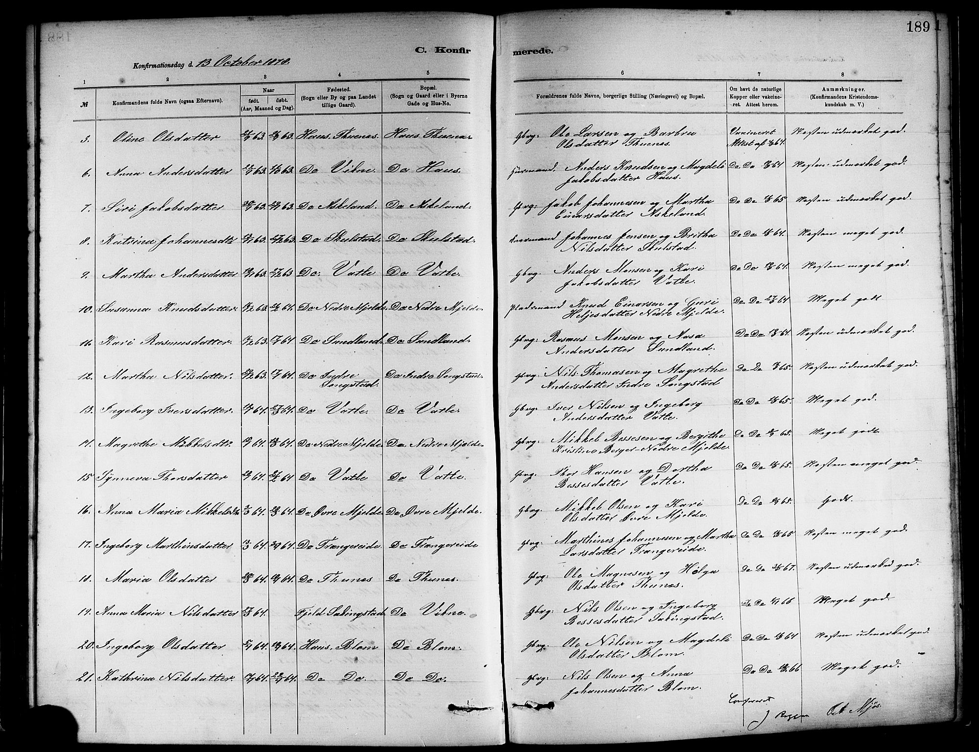 Haus sokneprestembete, AV/SAB-A-75601/H/Haa: Ministerialbok nr. A 19I, 1878-1886, s. 189