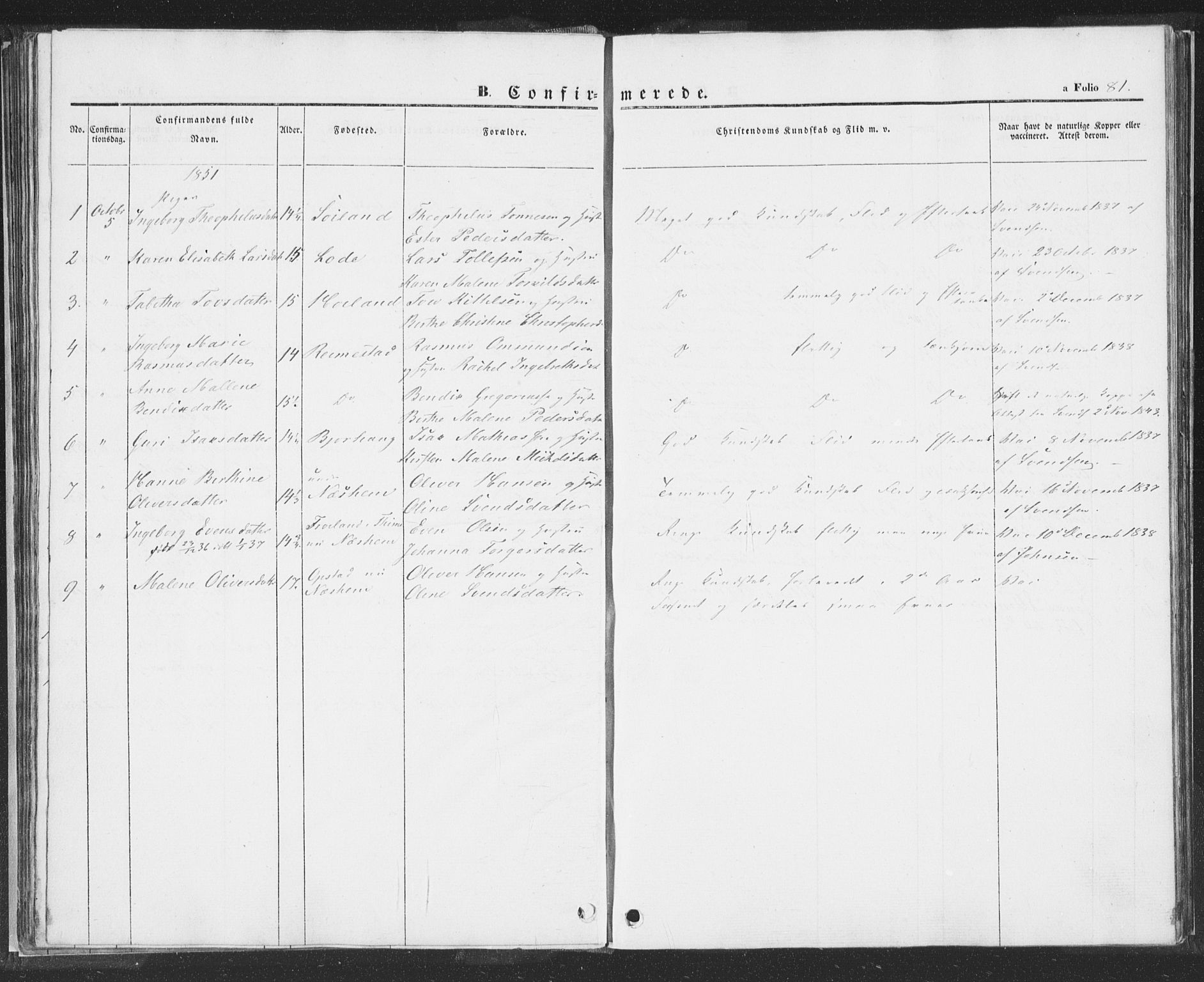 Hå sokneprestkontor, SAST/A-101801/001/30BA/L0006: Ministerialbok nr. A 5, 1842-1853, s. 81