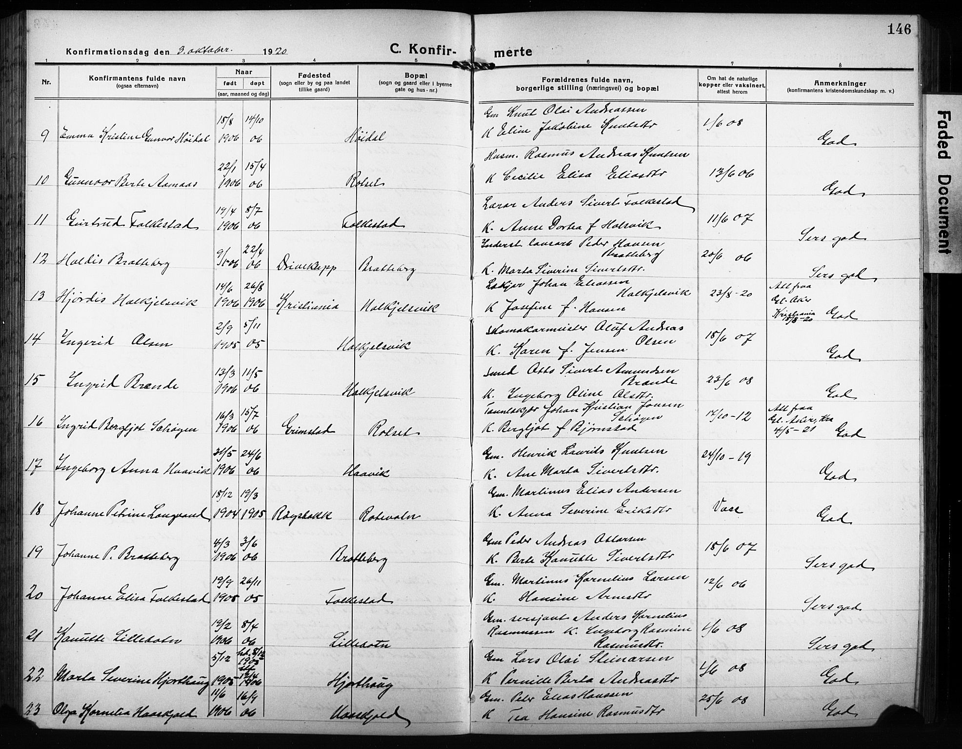 Ministerialprotokoller, klokkerbøker og fødselsregistre - Møre og Romsdal, AV/SAT-A-1454/511/L0160: Klokkerbok nr. 511C06, 1920-1932, s. 146