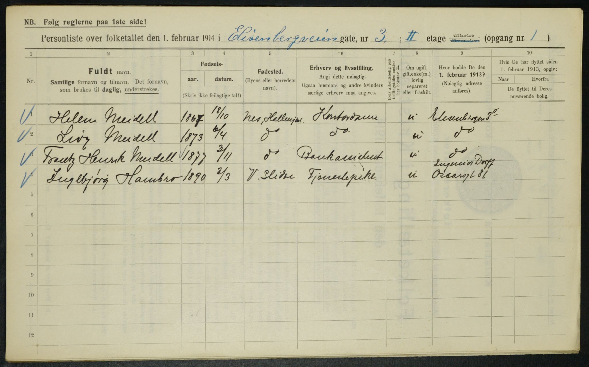 OBA, Kommunal folketelling 1.2.1914 for Kristiania, 1914, s. 20592