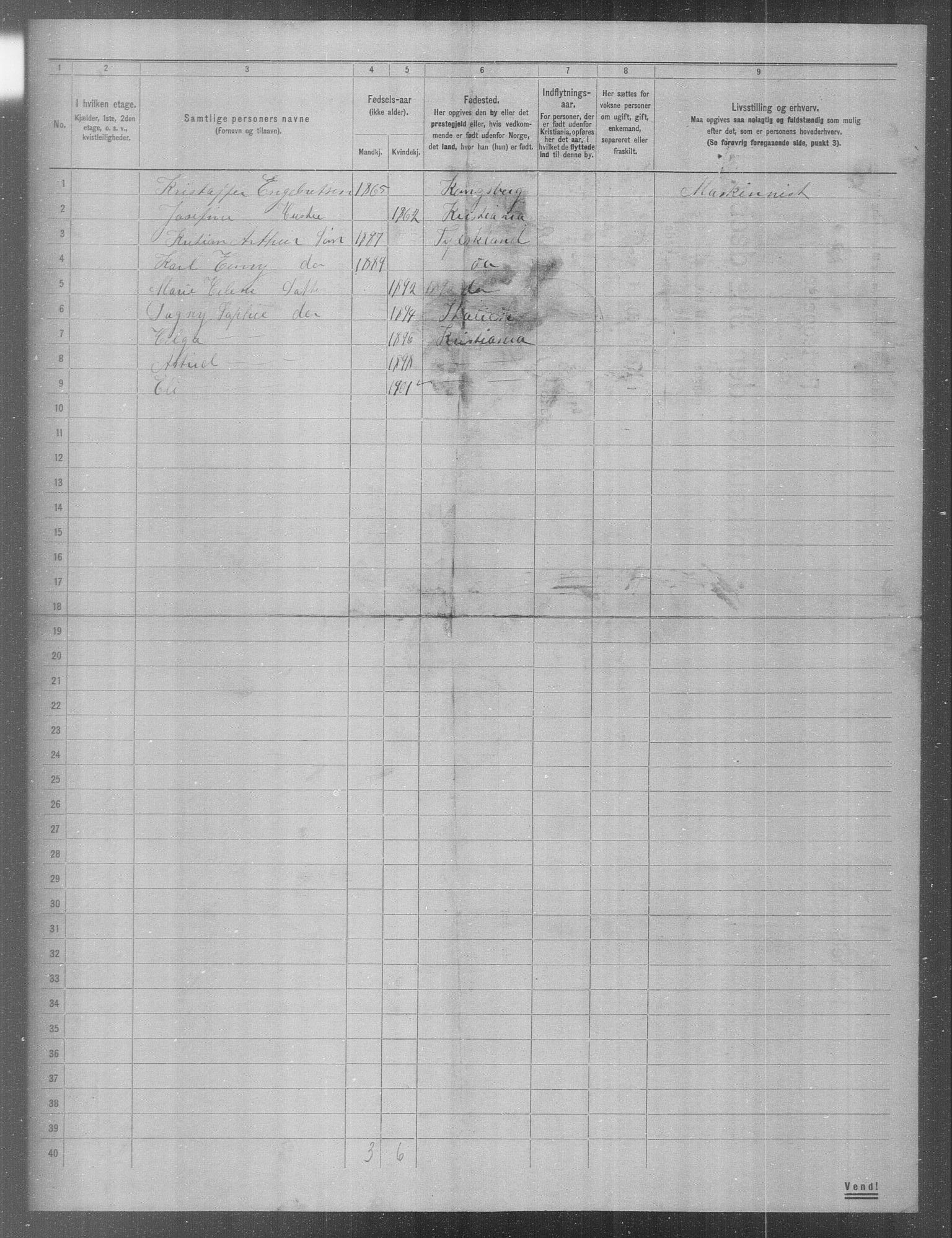 OBA, Kommunal folketelling 31.12.1904 for Kristiania kjøpstad, 1904, s. 484