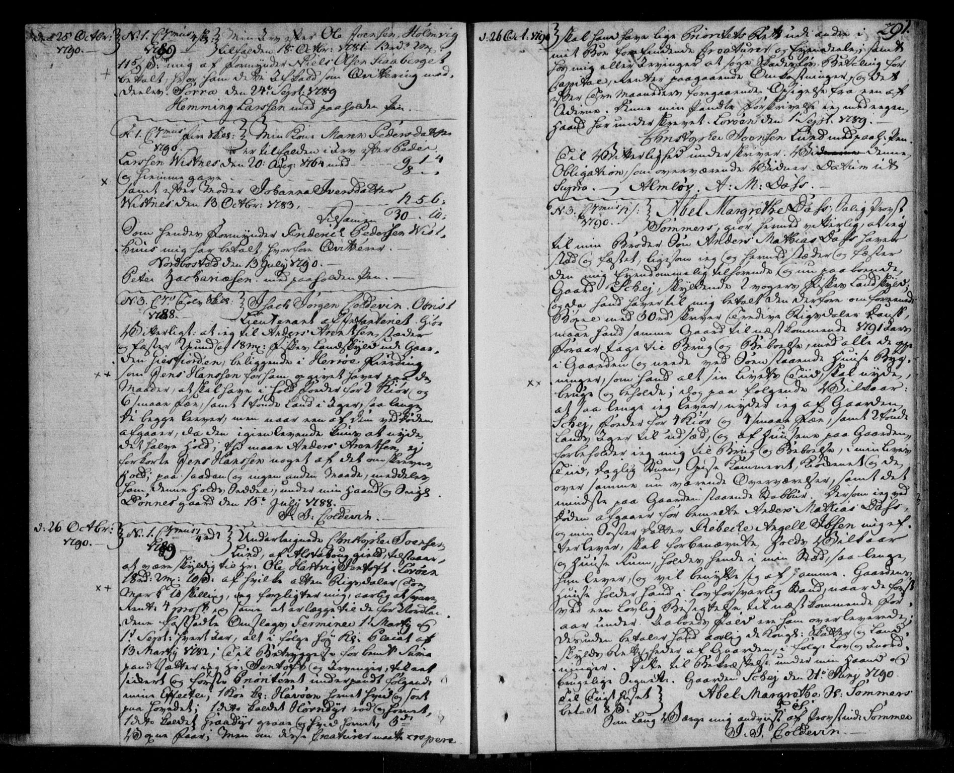 Helgeland sorenskriveri, SAT/A-0004/2/2C/L0004: Pantebok nr. 3, 1783-1792, s. 291