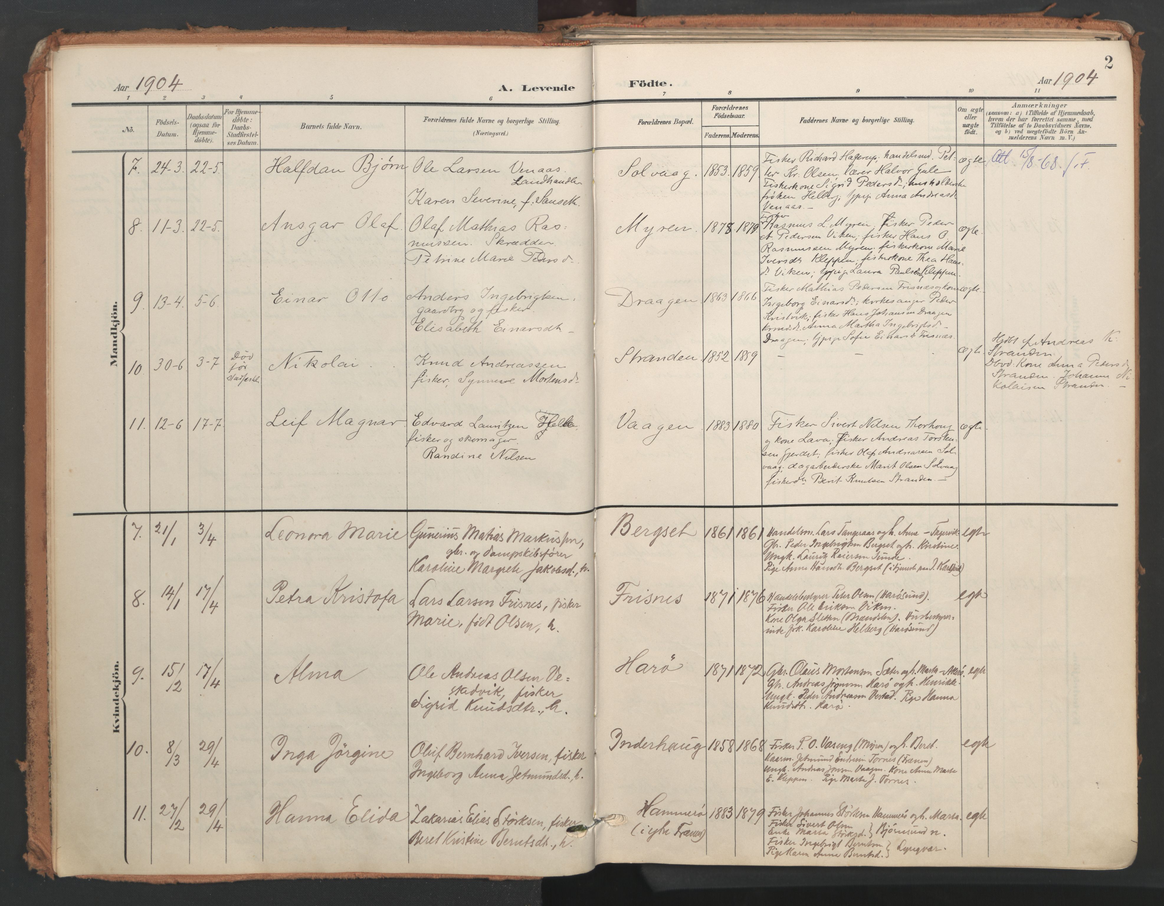 Ministerialprotokoller, klokkerbøker og fødselsregistre - Møre og Romsdal, AV/SAT-A-1454/566/L0771: Ministerialbok nr. 566A10, 1904-1929, s. 2