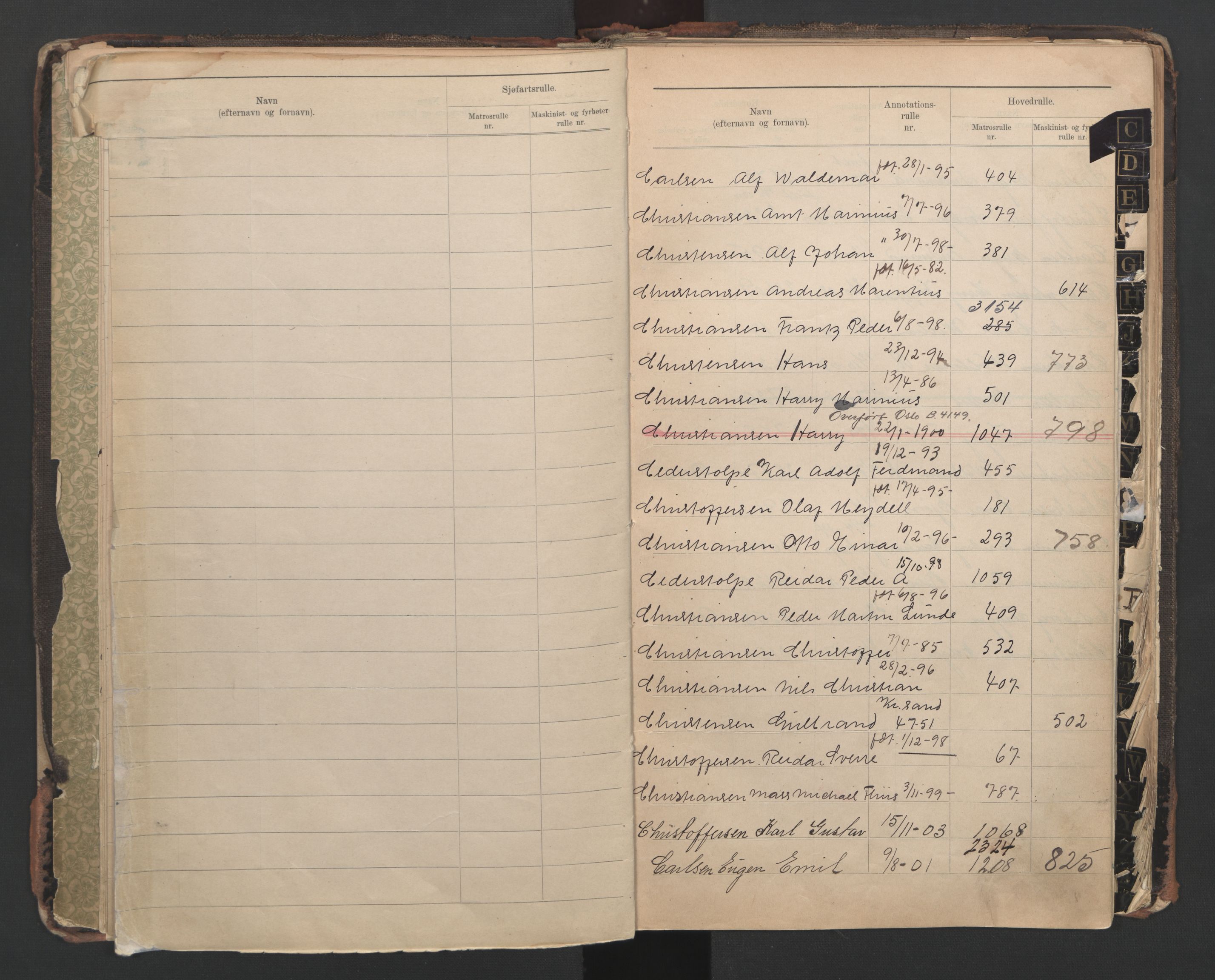 Horten innrulleringskontor, AV/SAKO-A-785/G/Ga/L0001: Register over sjøfarts-, annotasjonsrulle og sjøfartshovedrulle, 1860-1948, s. 17