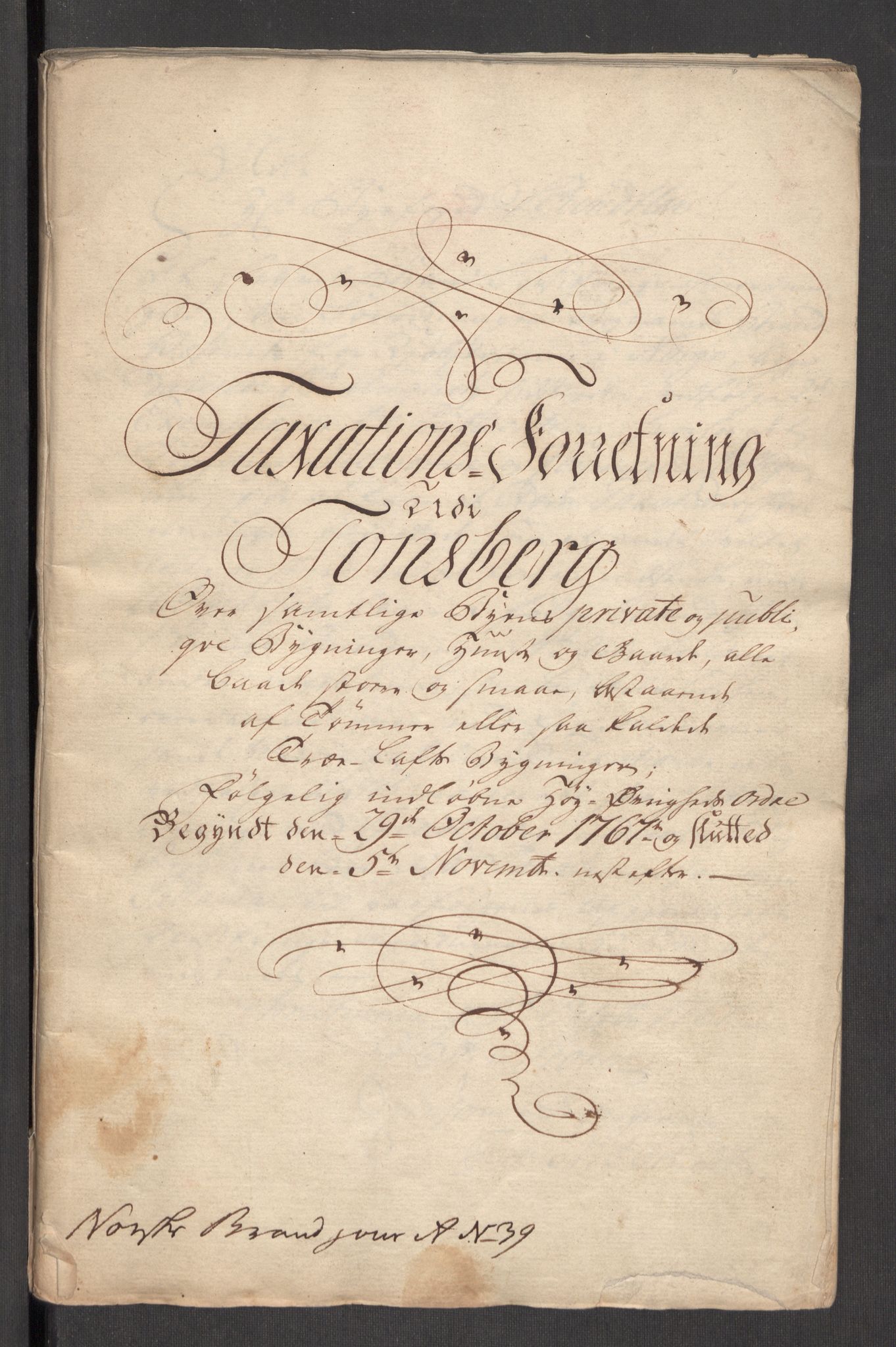 Kommersekollegiet, Brannforsikringskontoret 1767-1814, RA/EA-5458/F/Fa/L0056/0002: Tønsberg / Branntakstprotokoll, 1767