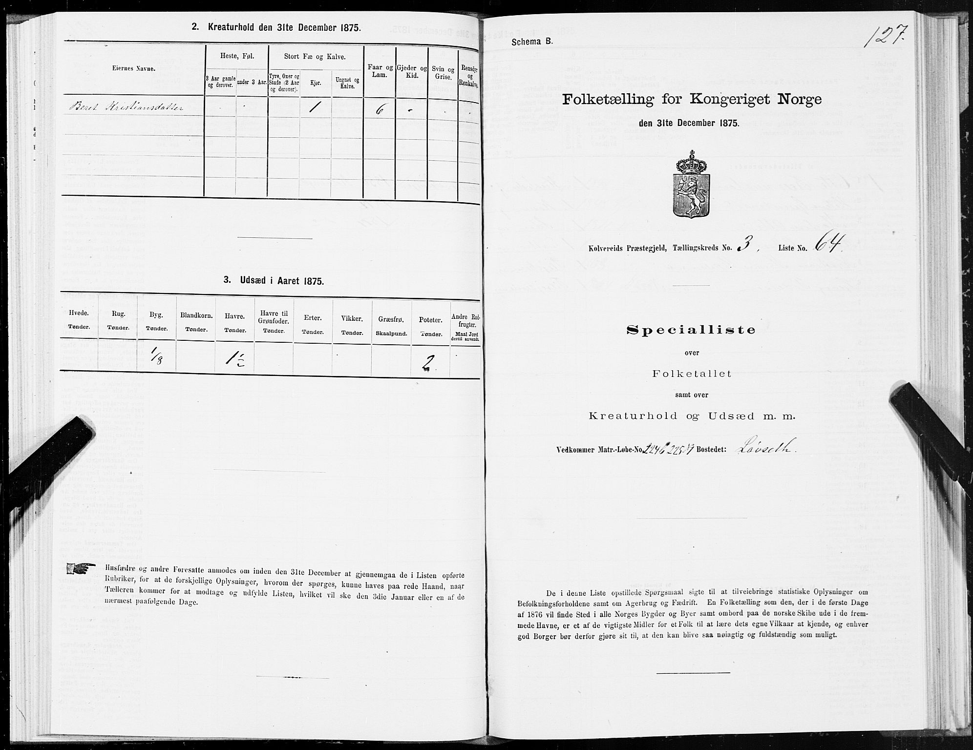SAT, Folketelling 1875 for 1752P Kolvereid prestegjeld, 1875, s. 2127