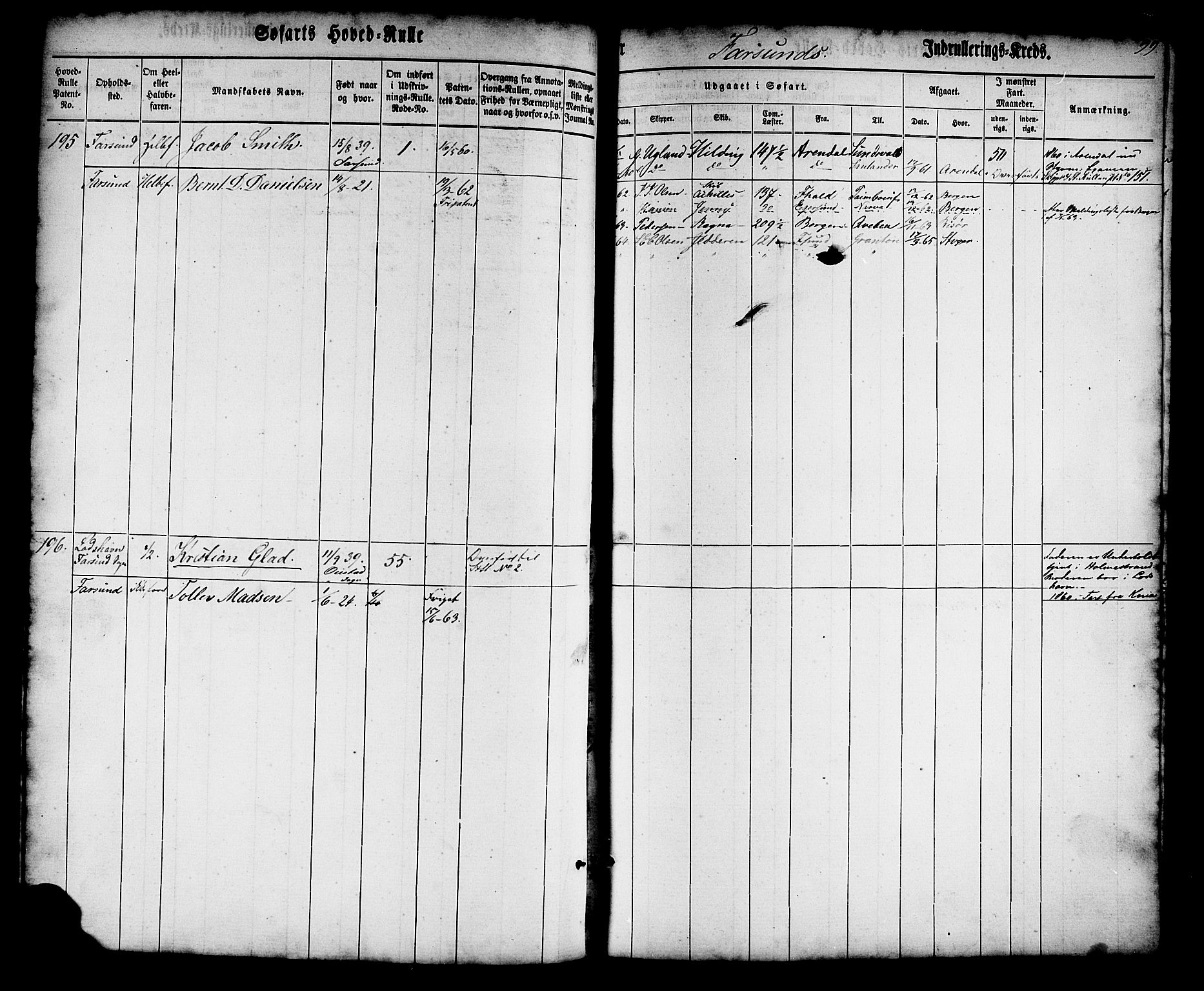 Farsund mønstringskrets, AV/SAK-2031-0017/F/Fb/L0013: Hovedrulle nr 1-574, Z-5, 1860-1869, s. 99