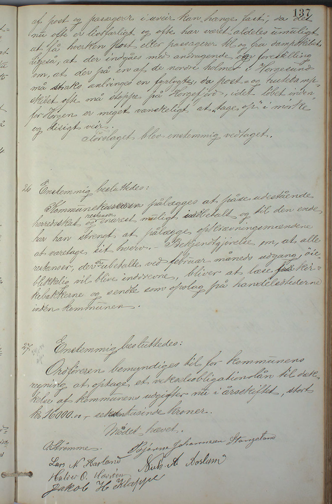 Austevoll kommune. Formannskapet, IKAH/1244-021/A/Aa/L0001: Forhandlingsprotokoll for heradstyret, 1886-1900, s. 274