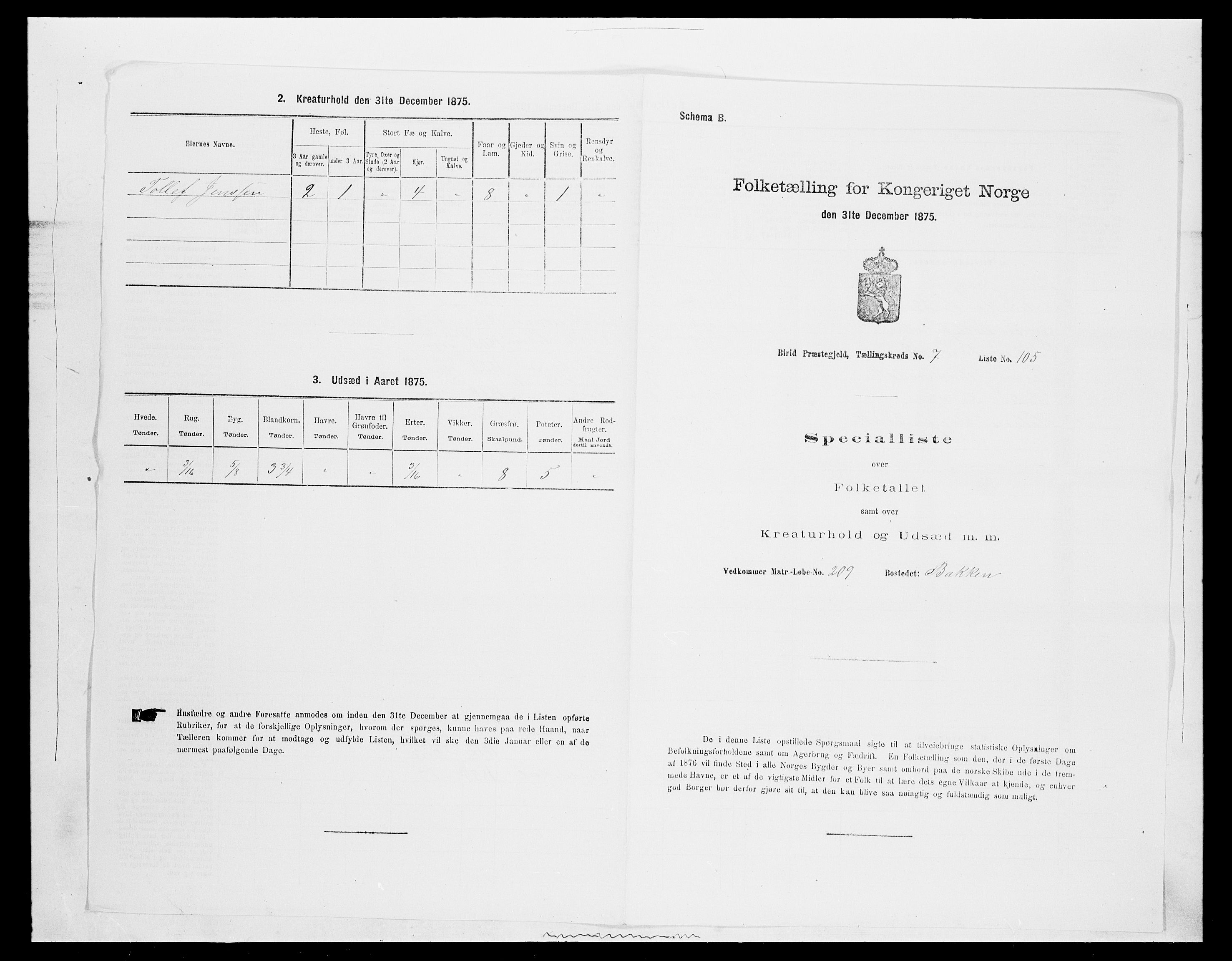 SAH, Folketelling 1875 for 0525P Biri prestegjeld, 1875, s. 1502