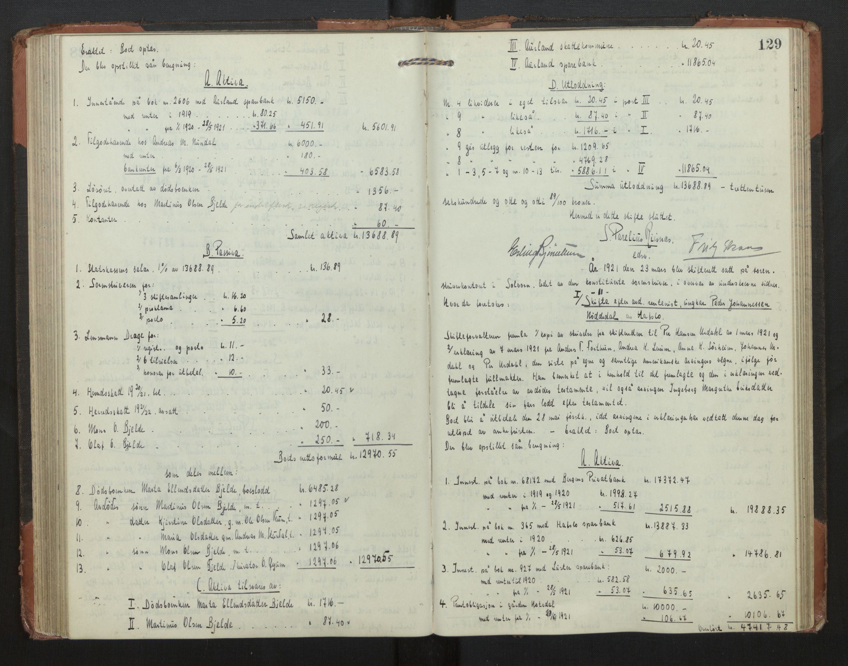 Indre Sogn tingrett, AV/SAB-A-3301/1/H/Hd/L0008: Skifteutlodningsprotokoll 8, 1912-1923, s. 128b-129a
