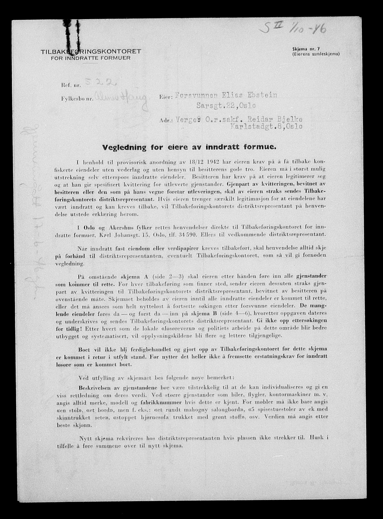 Justisdepartementet, Tilbakeføringskontoret for inndratte formuer, AV/RA-S-1564/H/Hc/Hcc/L0932: --, 1945-1947, s. 305