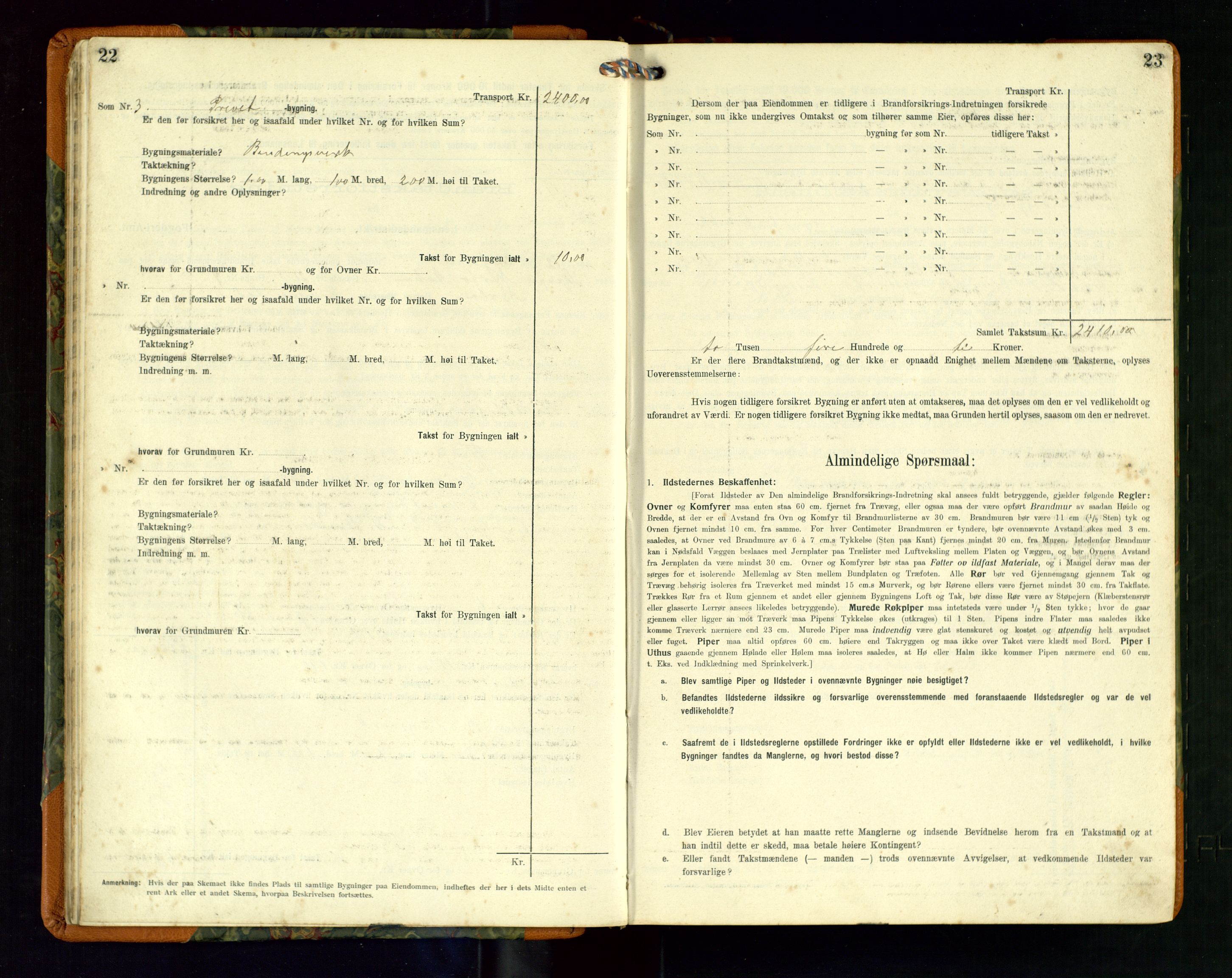 Hå lensmannskontor, SAST/A-100456/Goa/L0004: Takstprotokoll (skjema), 1911-1926, s. 22-23