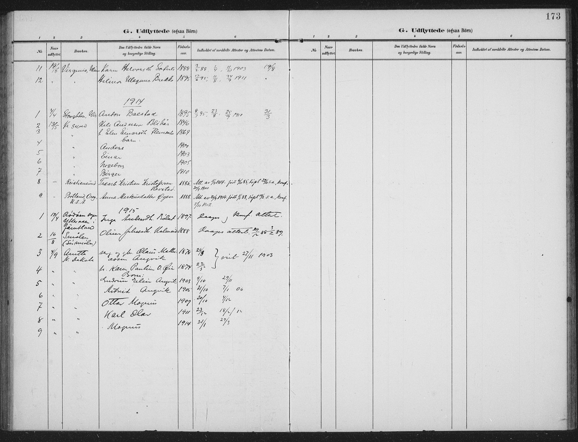 Ministerialprotokoller, klokkerbøker og fødselsregistre - Møre og Romsdal, AV/SAT-A-1454/586/L0989: Ministerialbok nr. 586A15, 1906-1915, s. 173