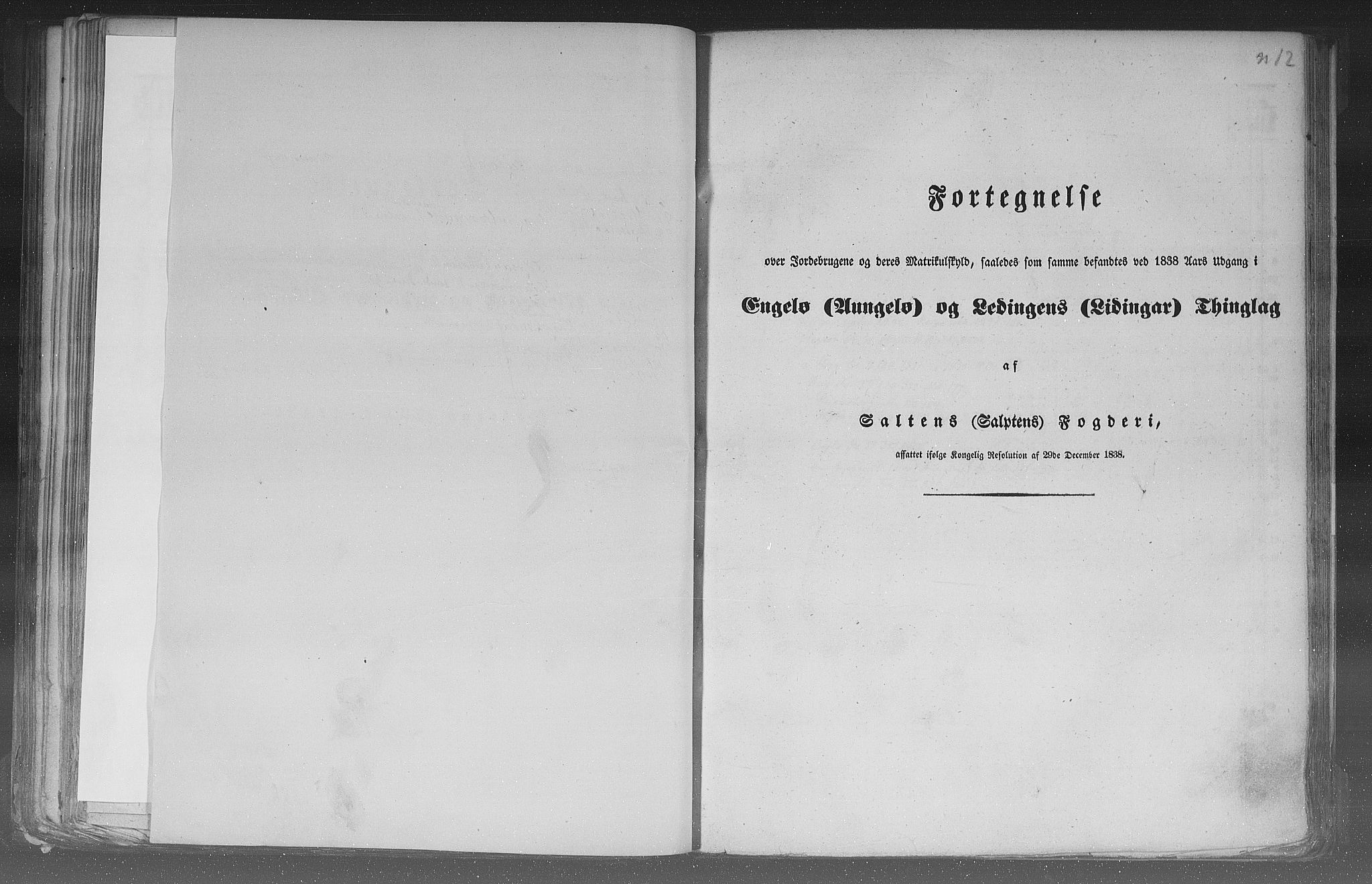 Rygh, RA/PA-0034/F/Fb/L0015/0002: Matrikkelen for 1838 / Matrikkelen for 1838 - Nordlands amt (Nordland fylke), 1838