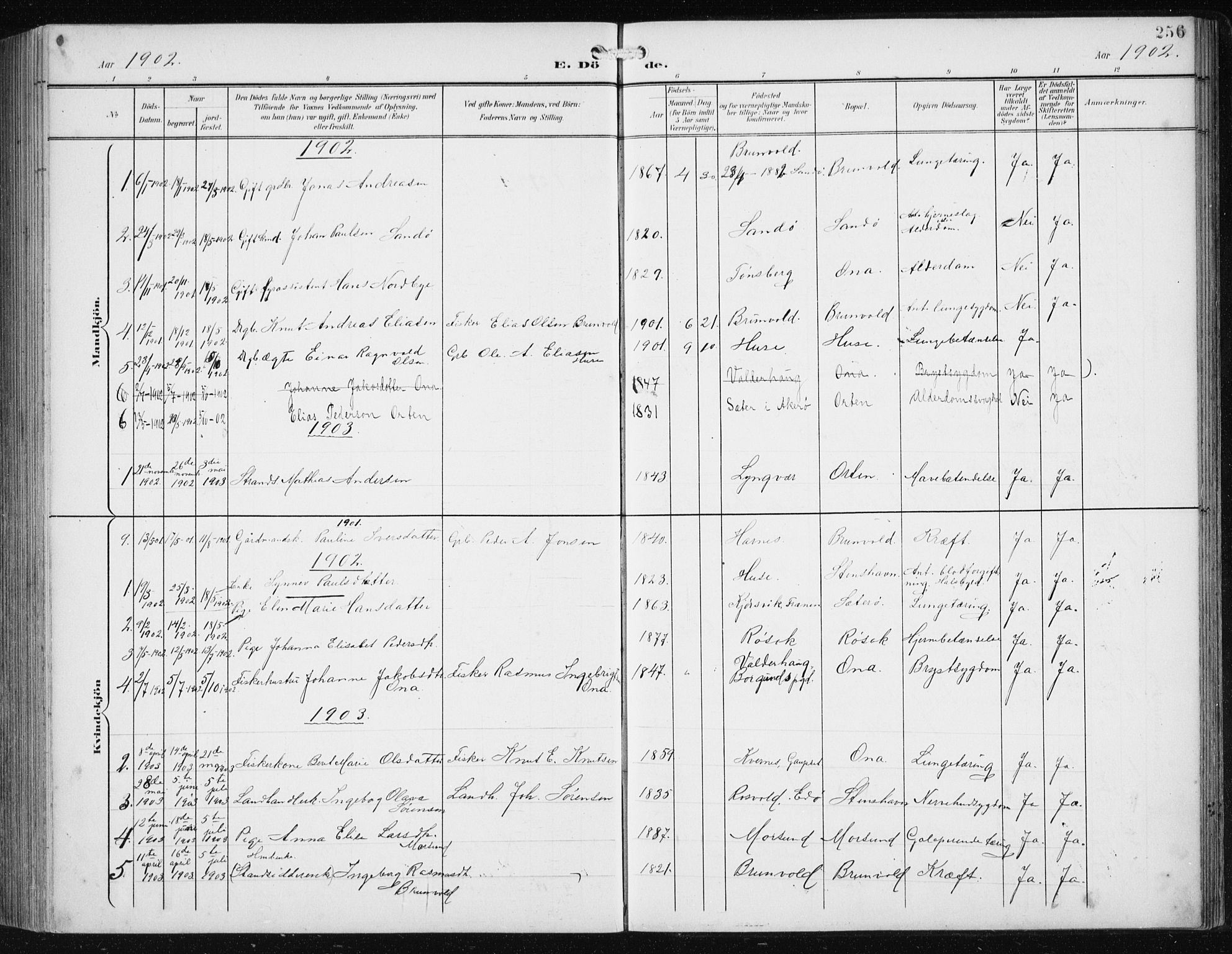 Ministerialprotokoller, klokkerbøker og fødselsregistre - Møre og Romsdal, AV/SAT-A-1454/561/L0733: Klokkerbok nr. 561C03, 1900-1940, s. 256