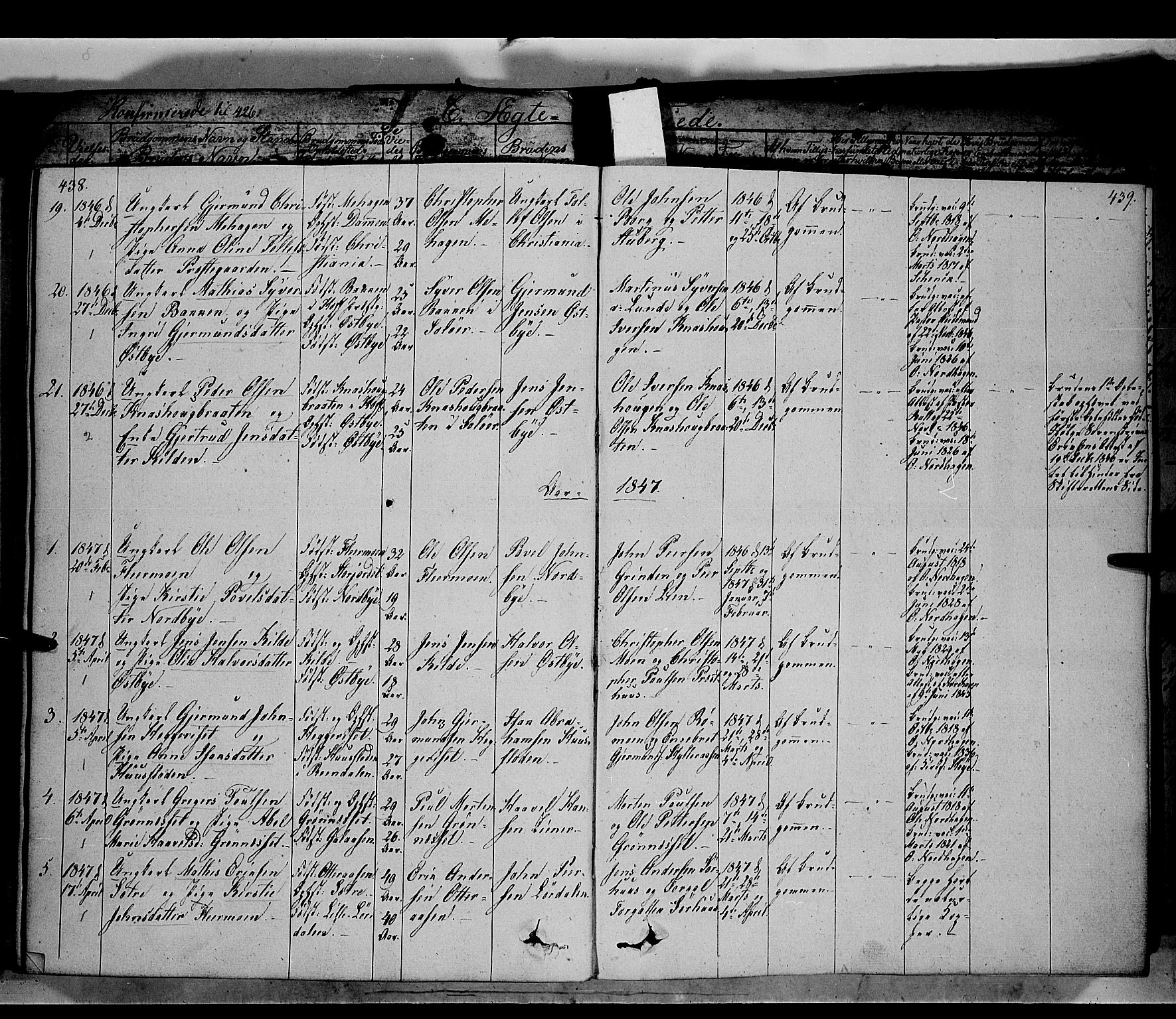 Trysil prestekontor, AV/SAH-PREST-046/H/Ha/Haa/L0004: Ministerialbok nr. 4 /1, 1842-1850, s. 438-439