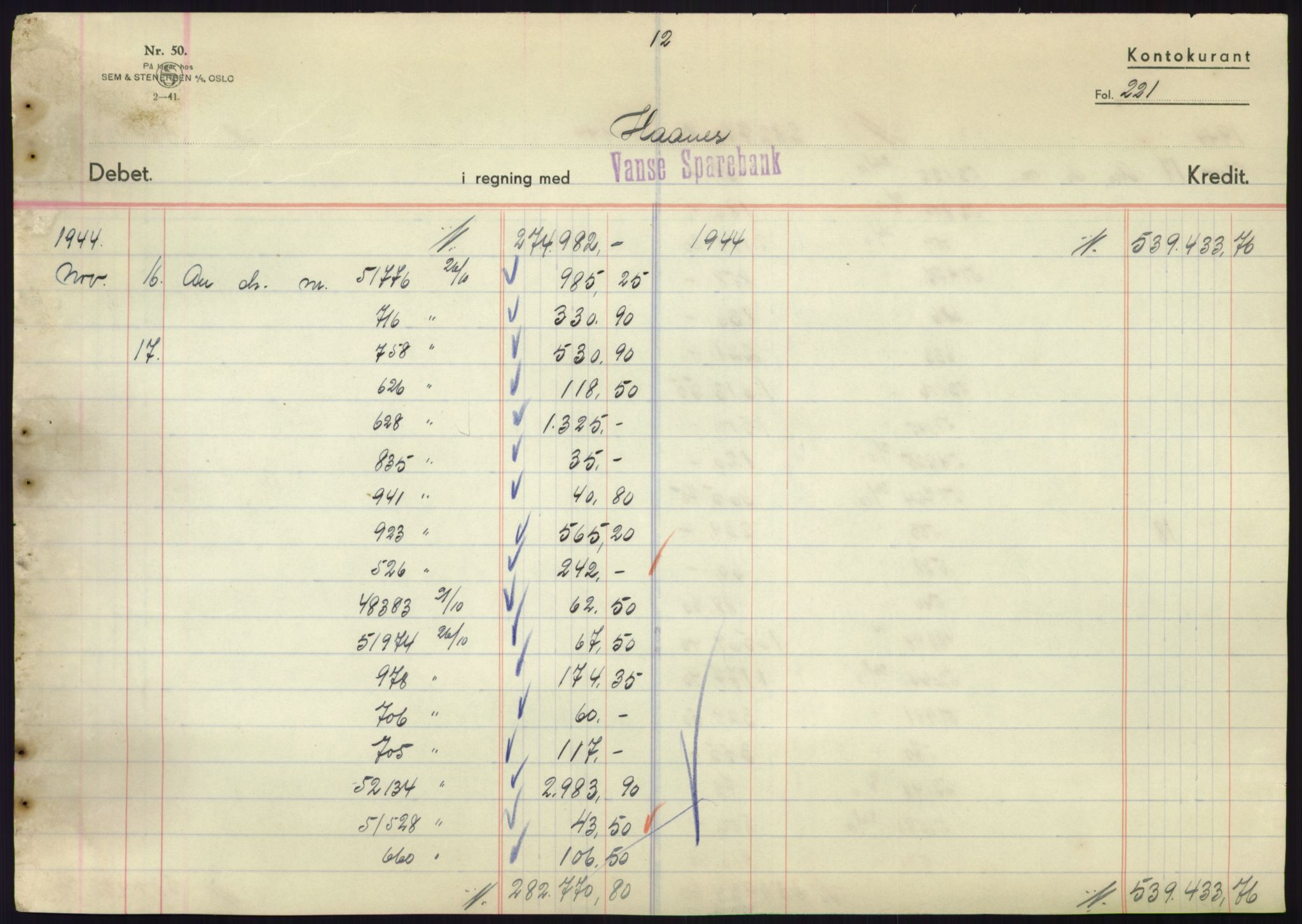 Forsvarsdepartementet, 10. kontor / Oppgjørskontoret, AV/RA-RAFA-1225/D/Db/L0180: Lista oppgjørskontor, 1942-1952, s. 2129