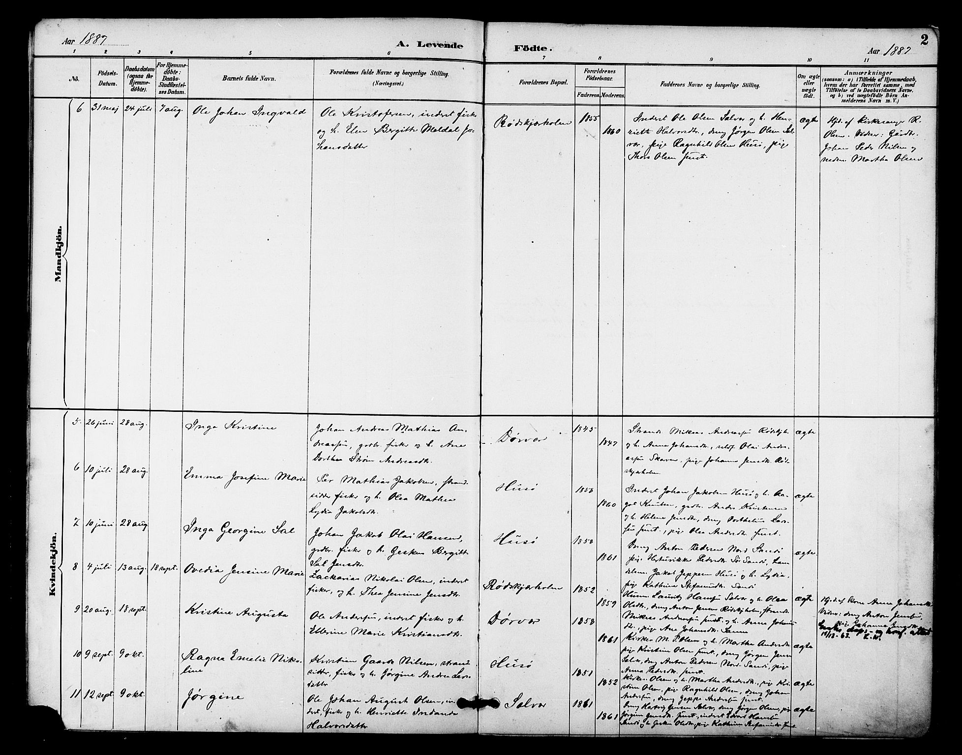 Ministerialprotokoller, klokkerbøker og fødselsregistre - Nordland, AV/SAT-A-1459/840/L0580: Ministerialbok nr. 840A02, 1887-1909, s. 2