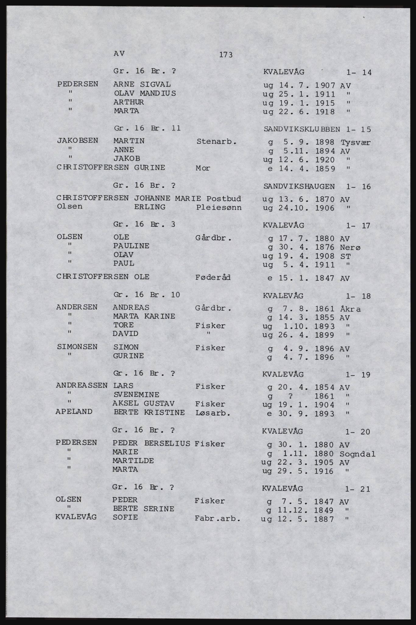 SAST, Avskrift av folketellingen 1920 for Karmøy, 1920, s. 191