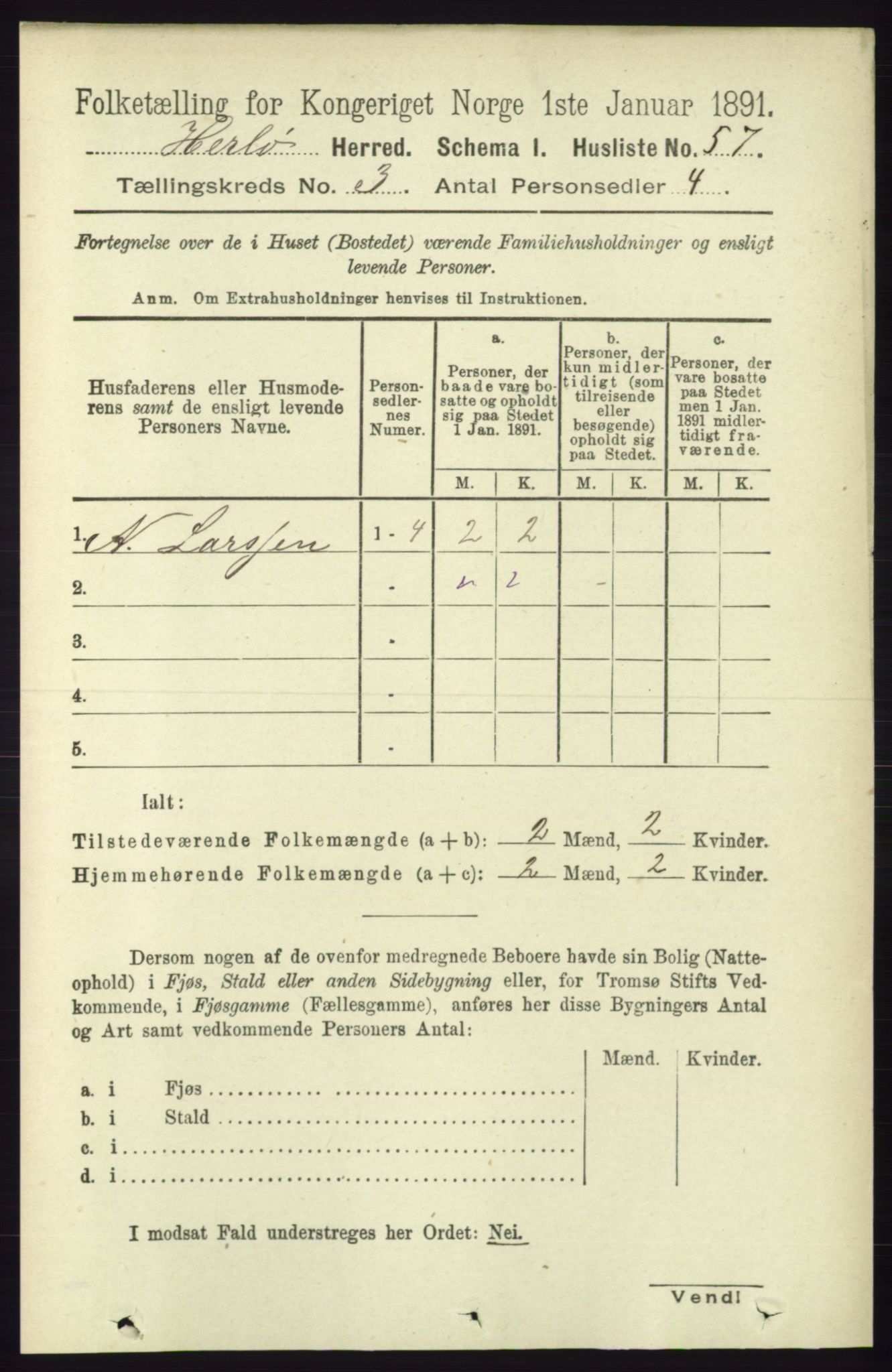 RA, Folketelling 1891 for 1258 Herdla herred, 1891, s. 1075