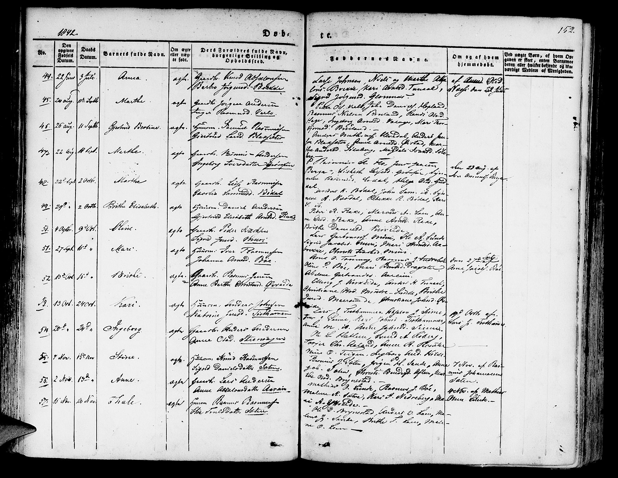 Innvik sokneprestembete, AV/SAB-A-80501: Ministerialbok nr. A 4I, 1831-1846, s. 152