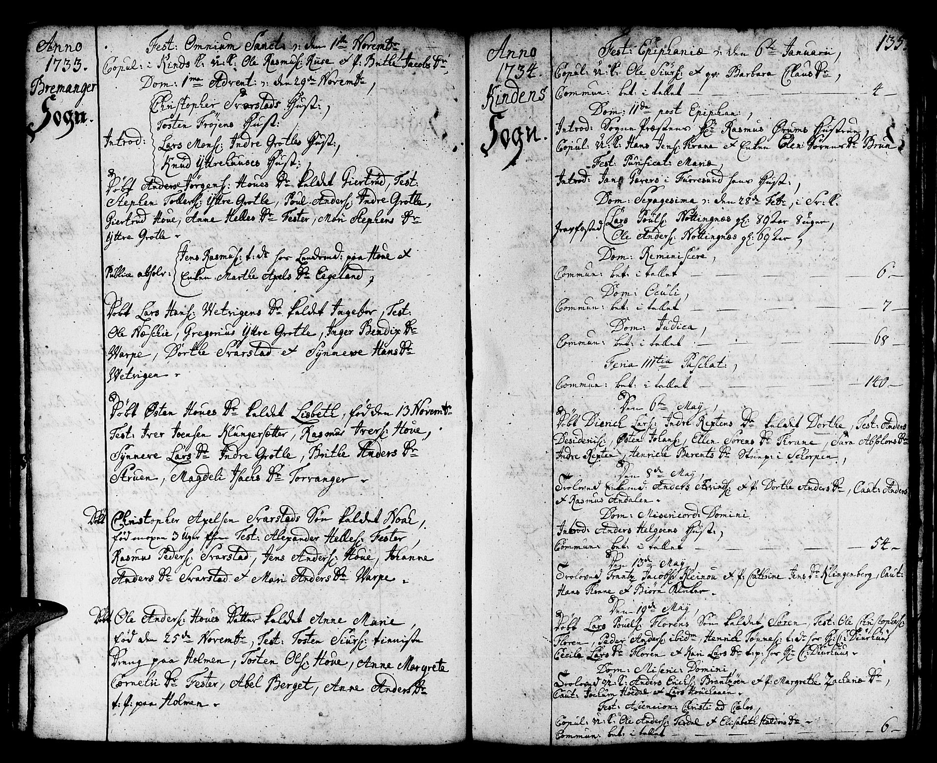 Kinn sokneprestembete, AV/SAB-A-80801/H/Haa/Haaa/L0002: Ministerialbok nr. A 2, 1729-1785, s. 135