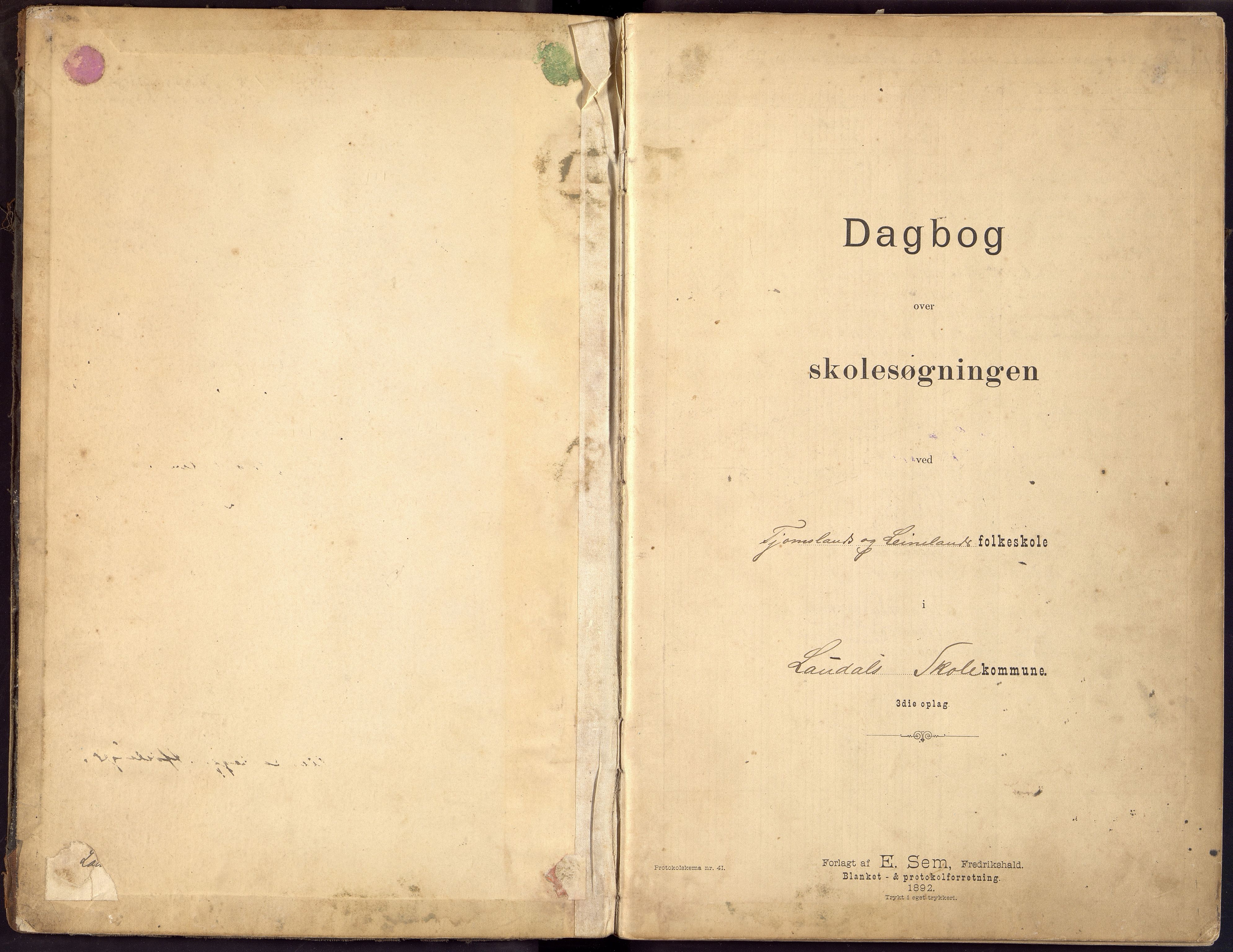 Laudal kommune - Tjomsland Skole, ARKSOR/1021LA550/I/L0001: Dagbok
(Lindland 1895 - 1899), 1895-1901