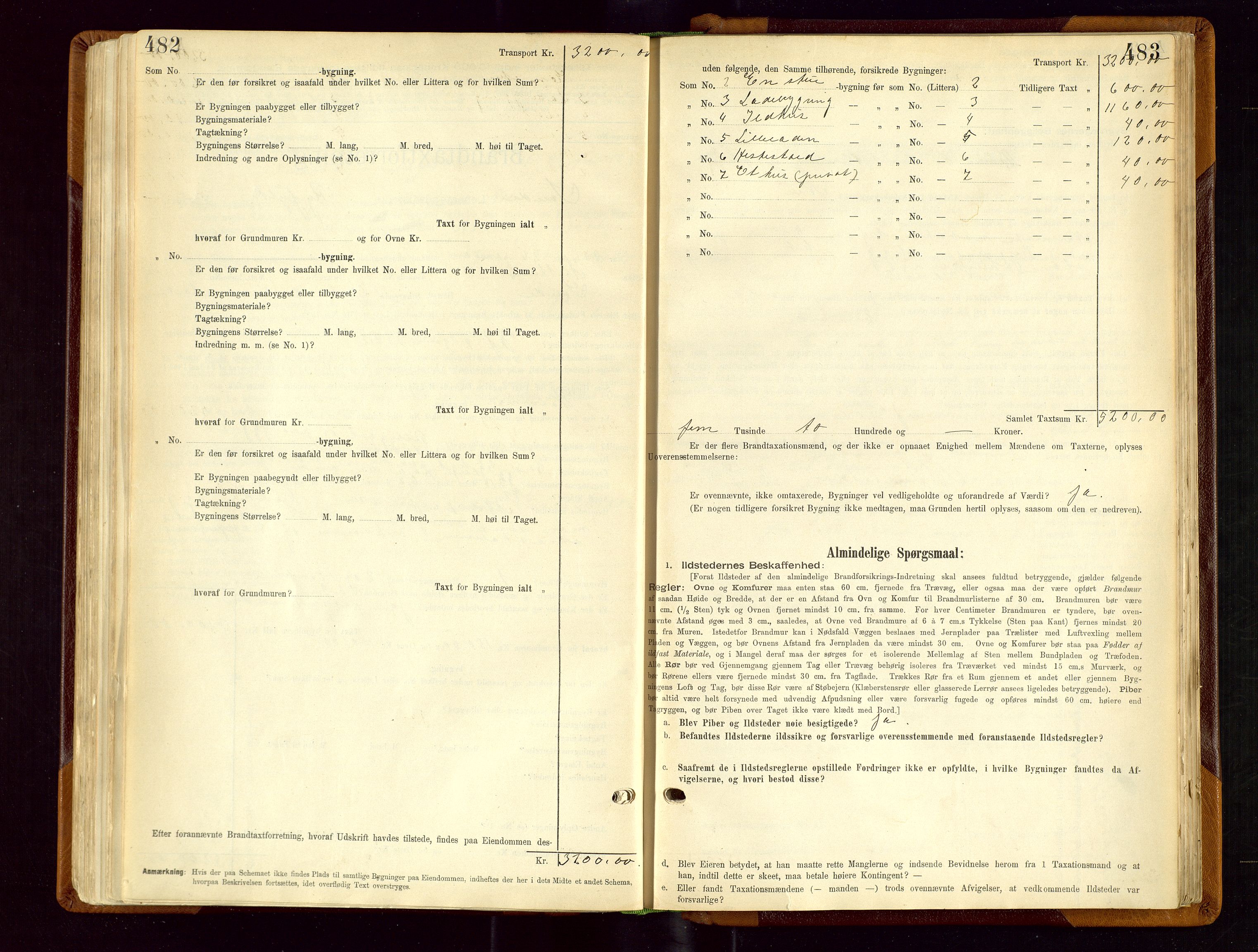 Sauda lensmannskontor, AV/SAST-A-100177/Gob/L0001: Branntakstprotokoll - skjematakst, 1894-1914, s. 482-483