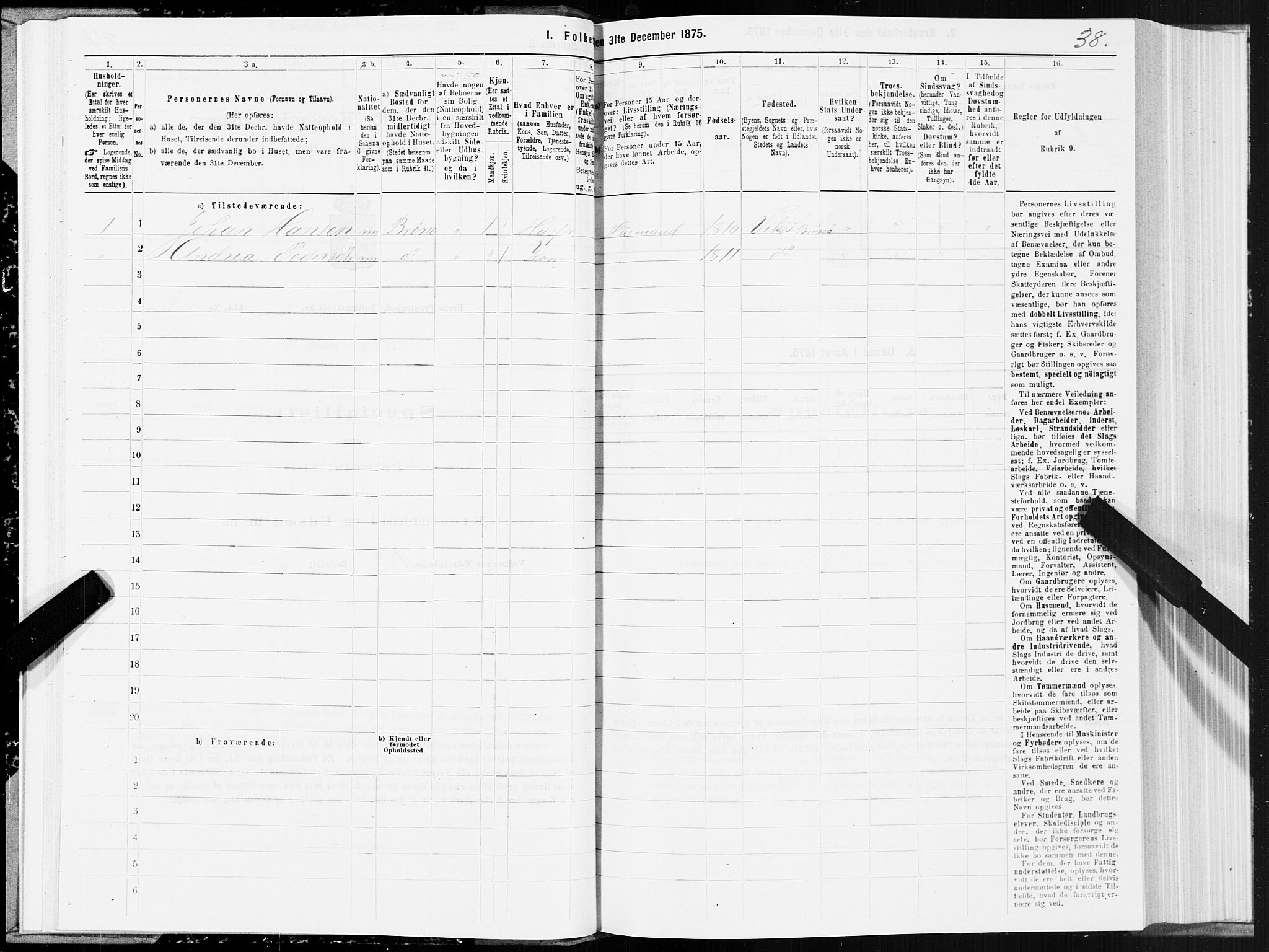 SAT, Folketelling 1875 for 1814P Brønnøy prestegjeld, 1875, s. 3038