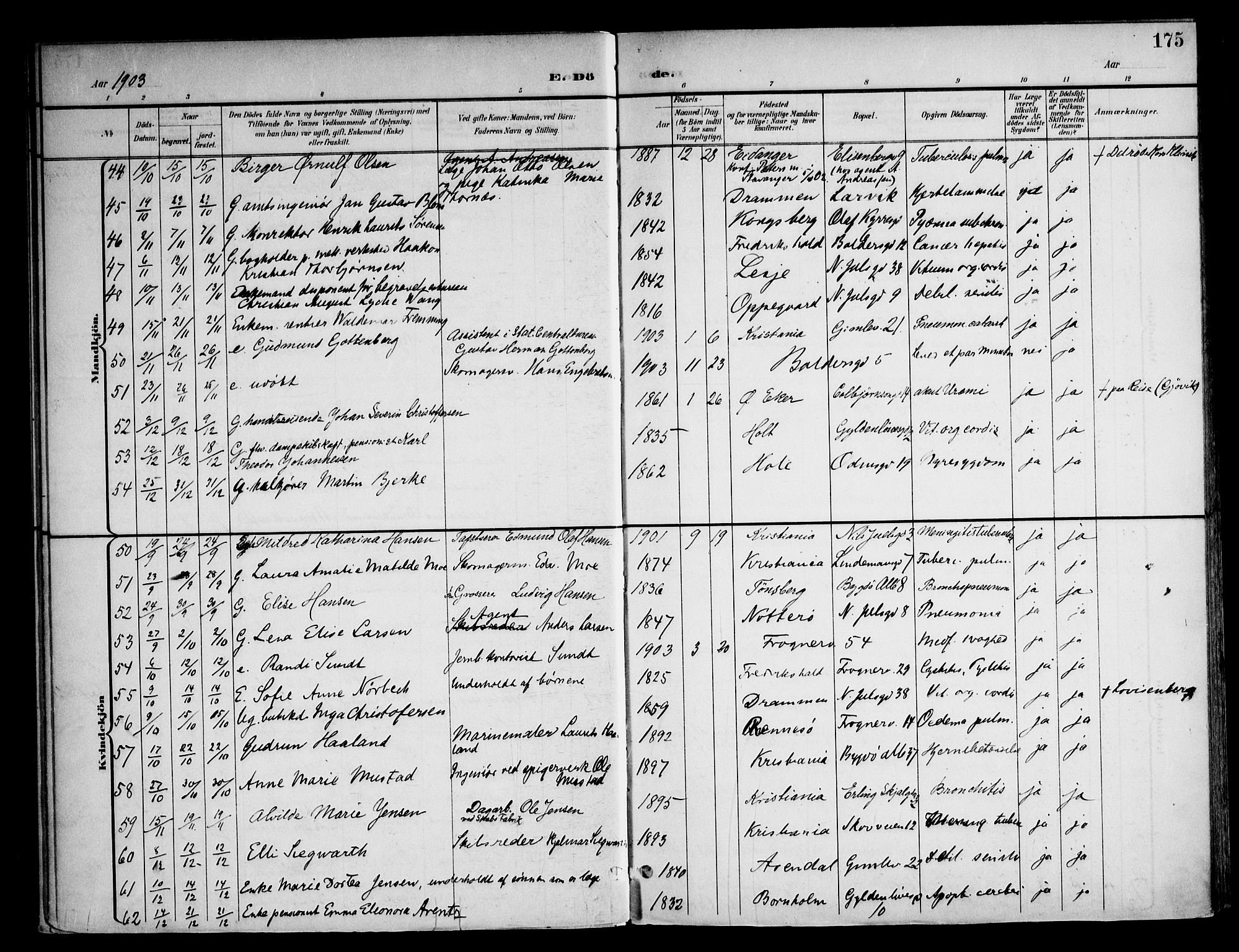 Frogner prestekontor Kirkebøker, AV/SAO-A-10886/F/Fa/L0004: Ministerialbok nr. 4, 1898-1921, s. 175
