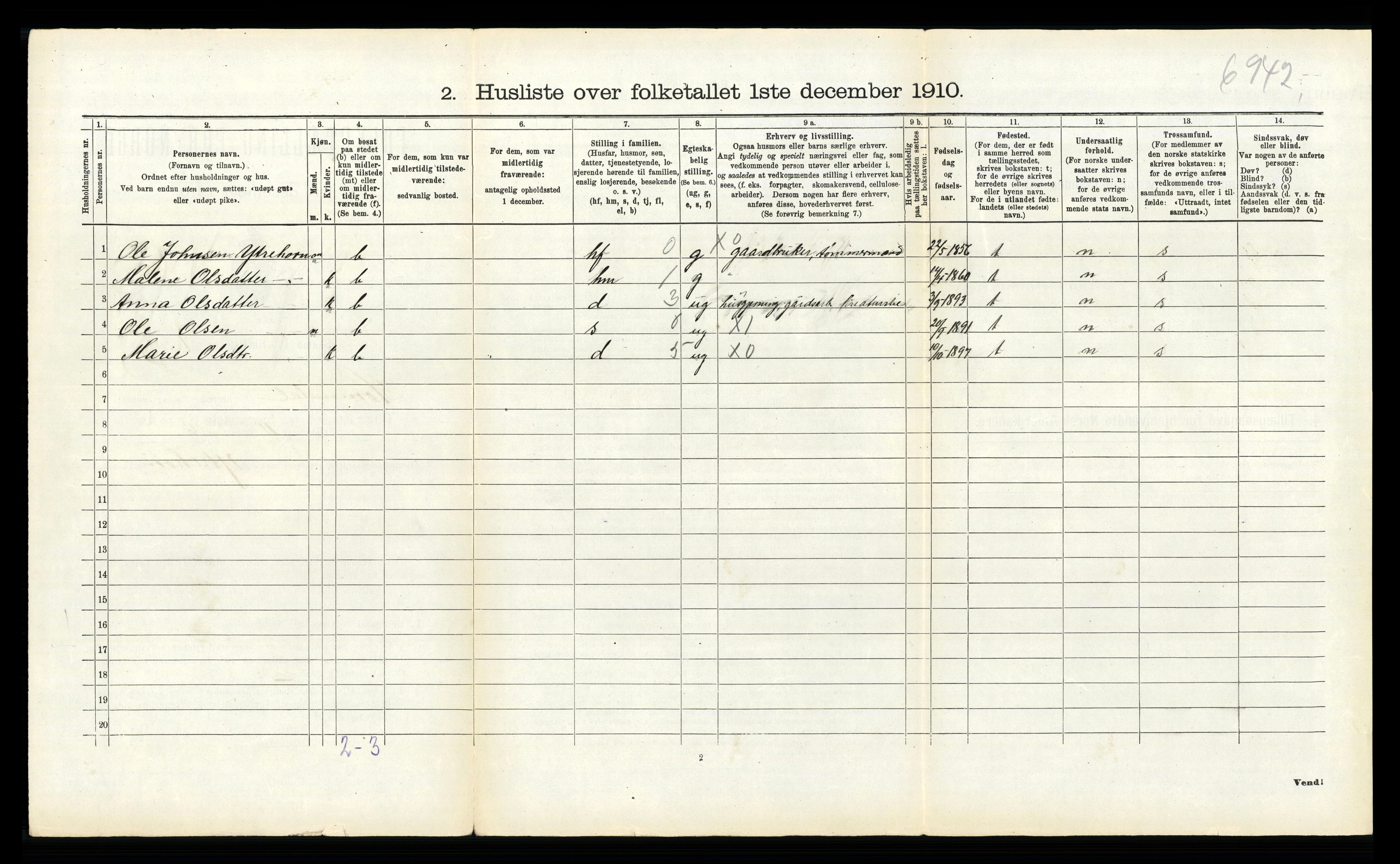 RA, Folketelling 1910 for 1444 Hornindal herred, 1910, s. 355