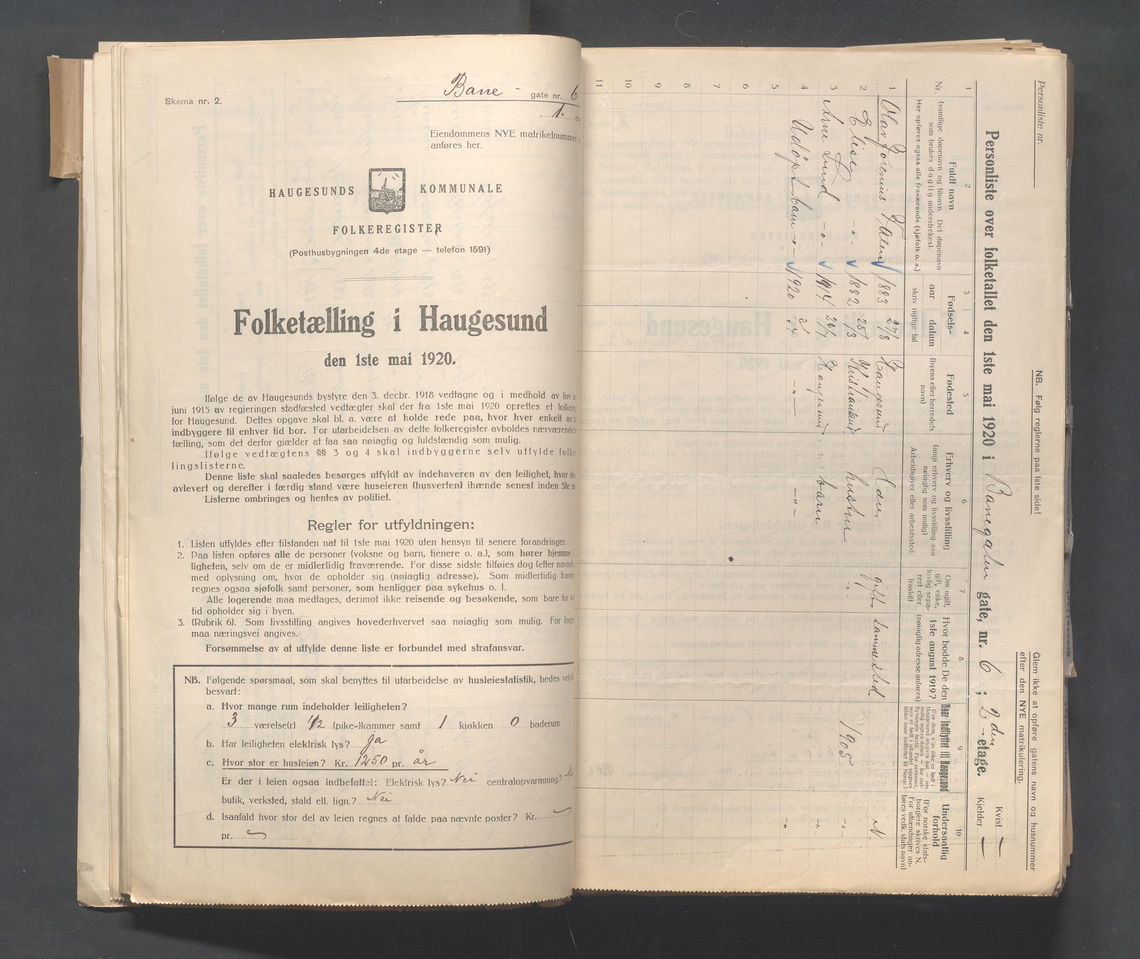 IKAR, Kommunal folketelling 1.5.1920 for Haugesund, 1920, s. 100