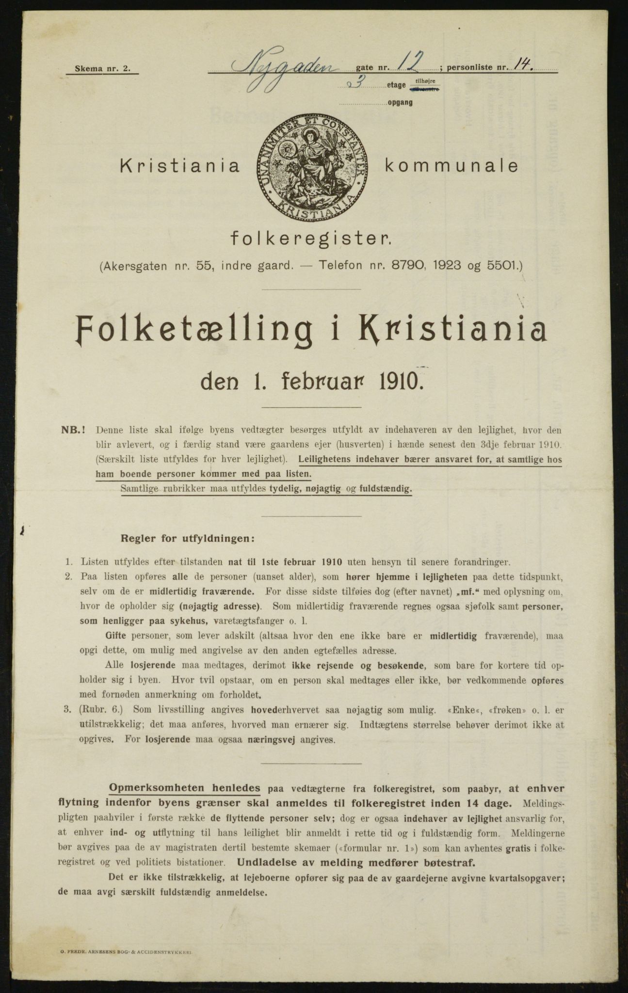 OBA, Kommunal folketelling 1.2.1910 for Kristiania, 1910, s. 71463